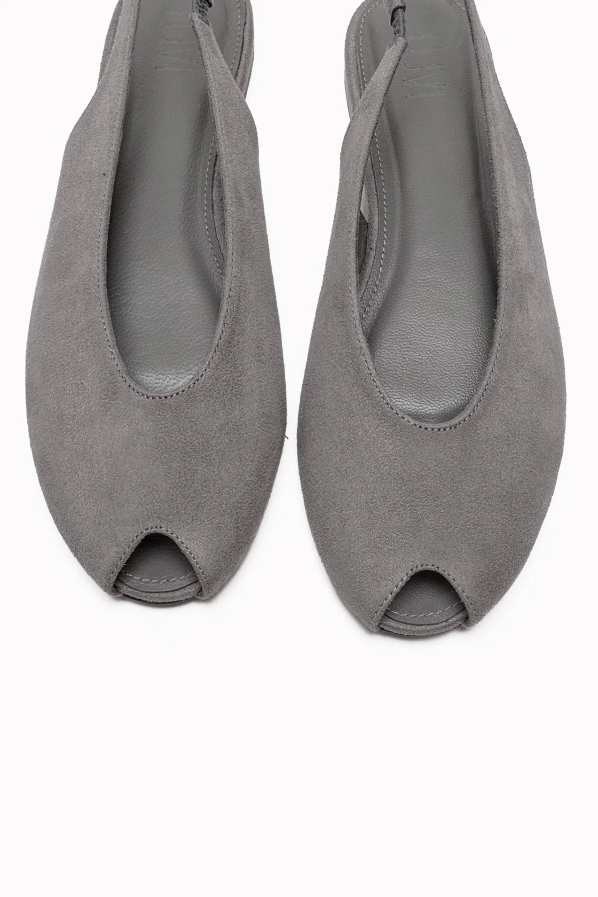 SERINA - Grey Genuine Leather Open Front Slingback Sandal (Women) - Image 2