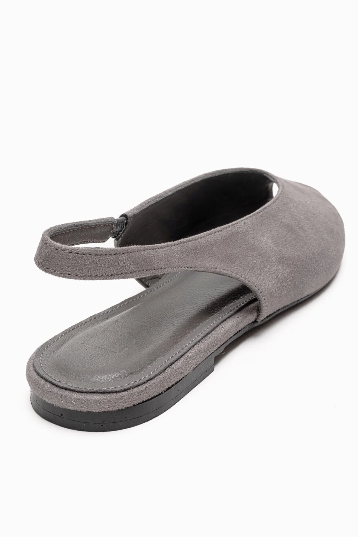 SERINA - Grey Genuine Leather Open Front Slingback Sandal (Women) - Image 5