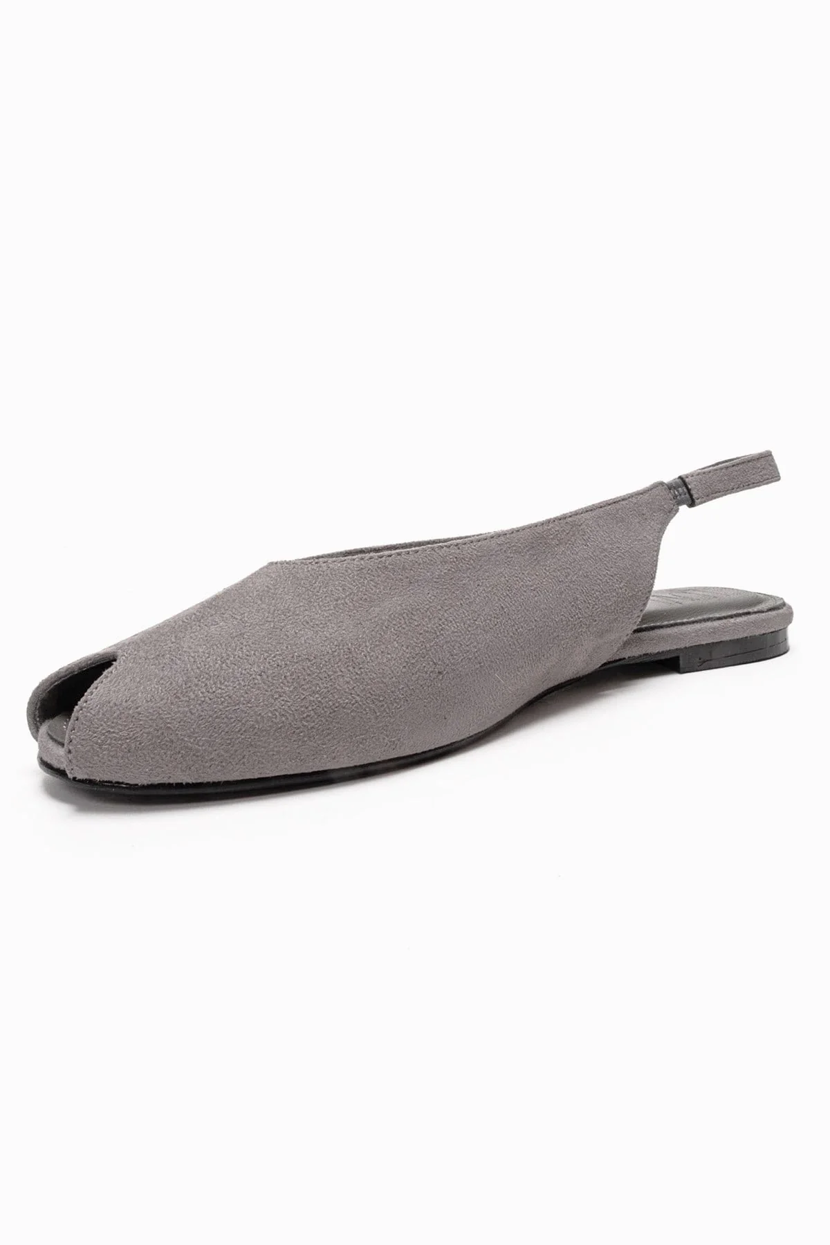SERINA - Grey Genuine Leather Open Front Slingback Sandal (Women) - Image 6