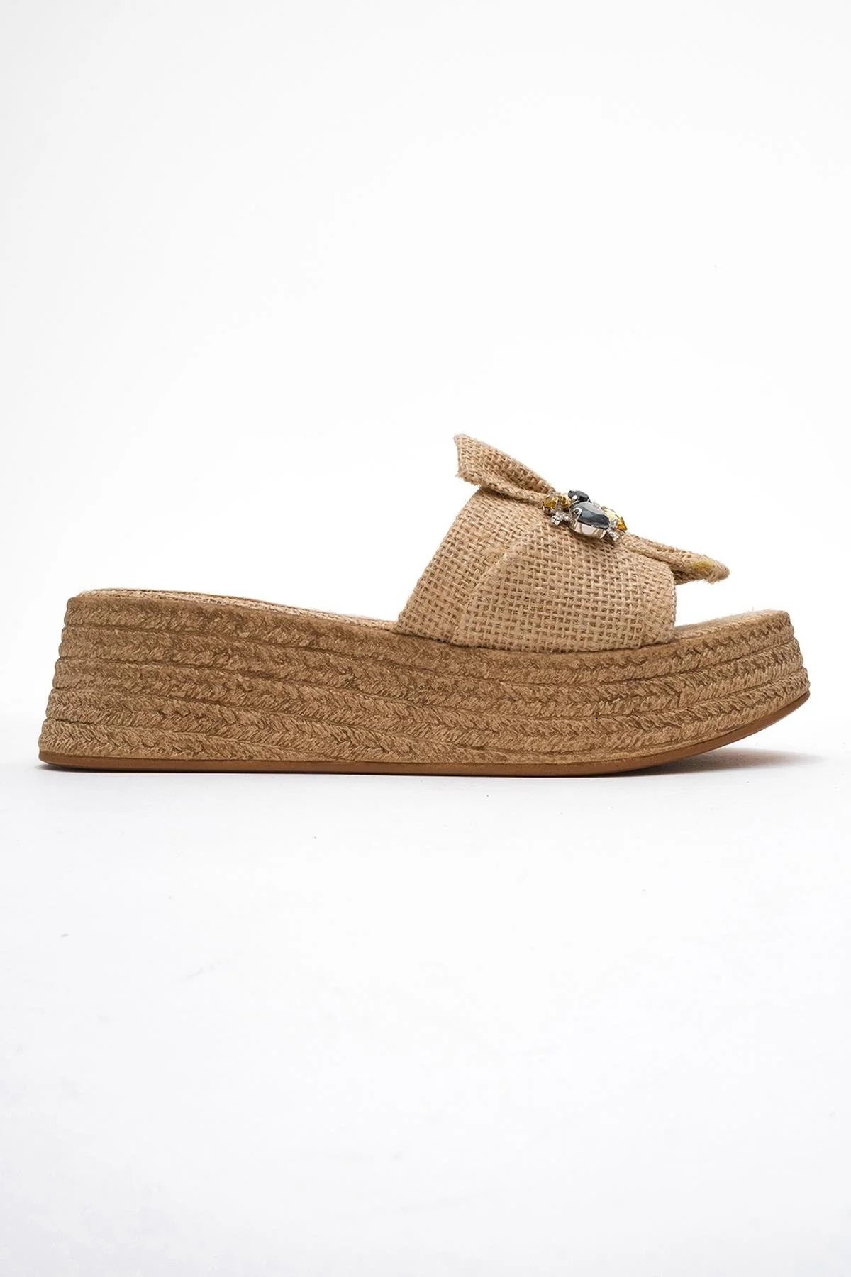 Shara Beige Braided Bow & Bee Buckle Platform Sandal (Women) - Image 6