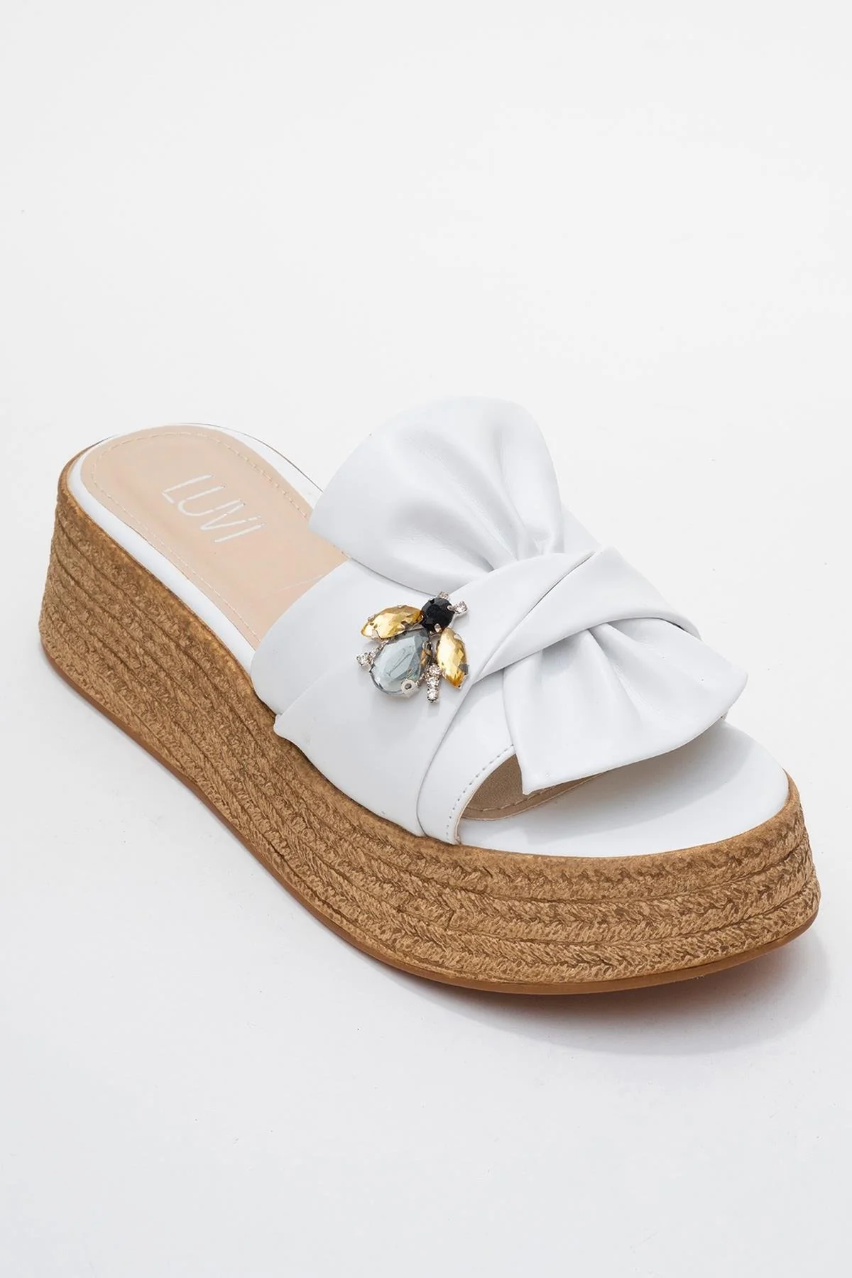 Shara White Bow & Bee Buckle Platform Sandal (Women) - Image 3