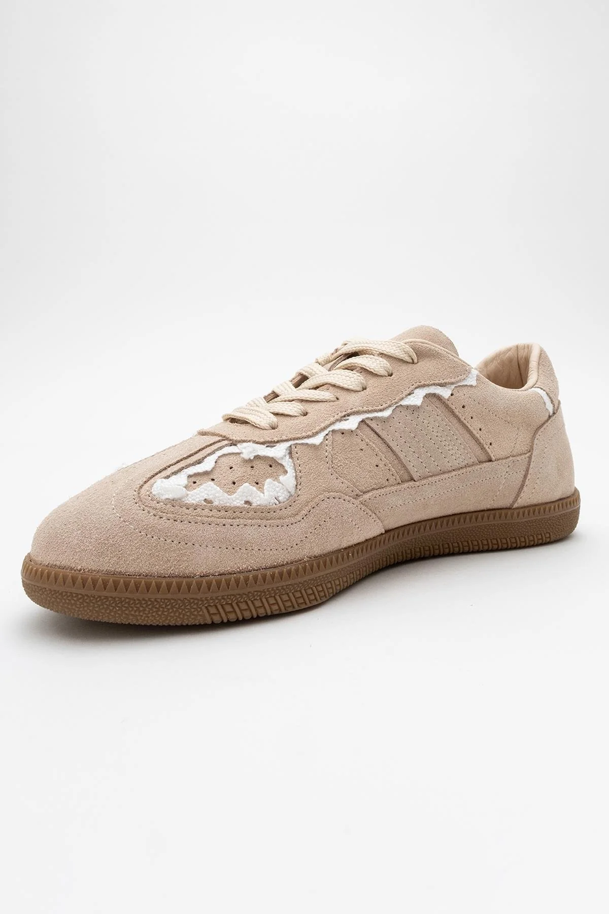 Shiva - Beige Suede Leather Sneakers (Women) - Image 3