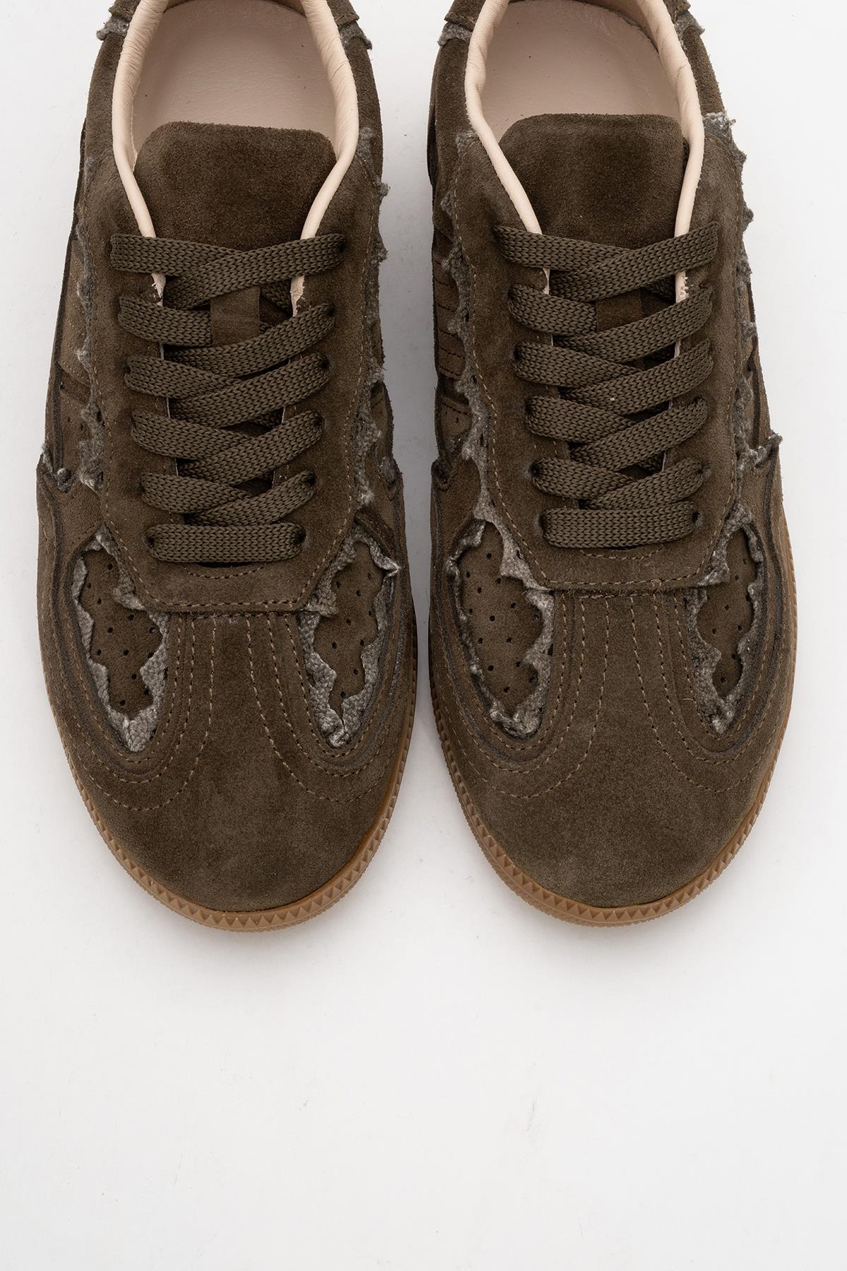 Shiva - Emerald Green Suede Leather Sneakers (Women) - Image 2
