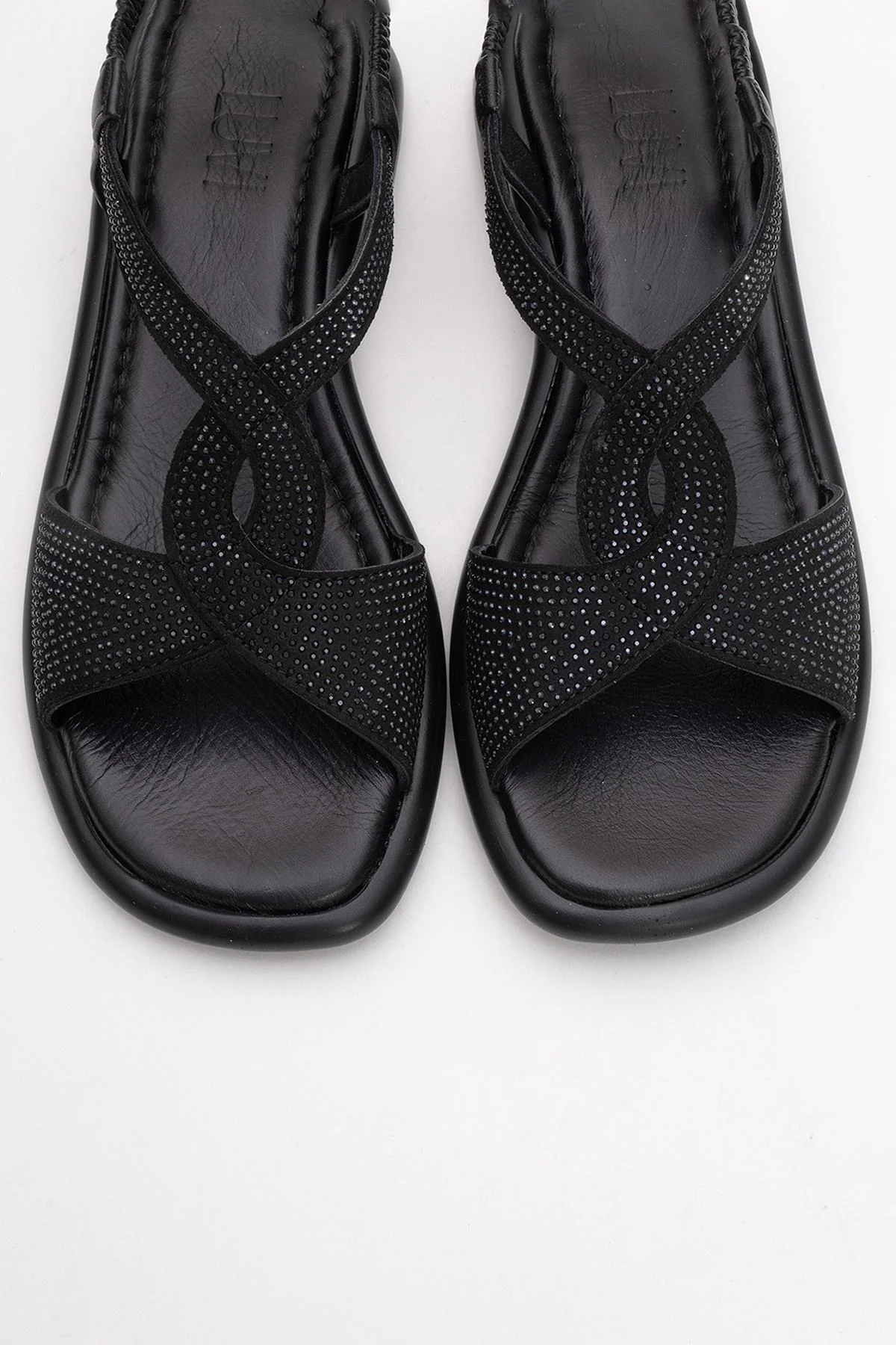 Sieglinde Black Embellished Leather Sandal (Women) - Image 2