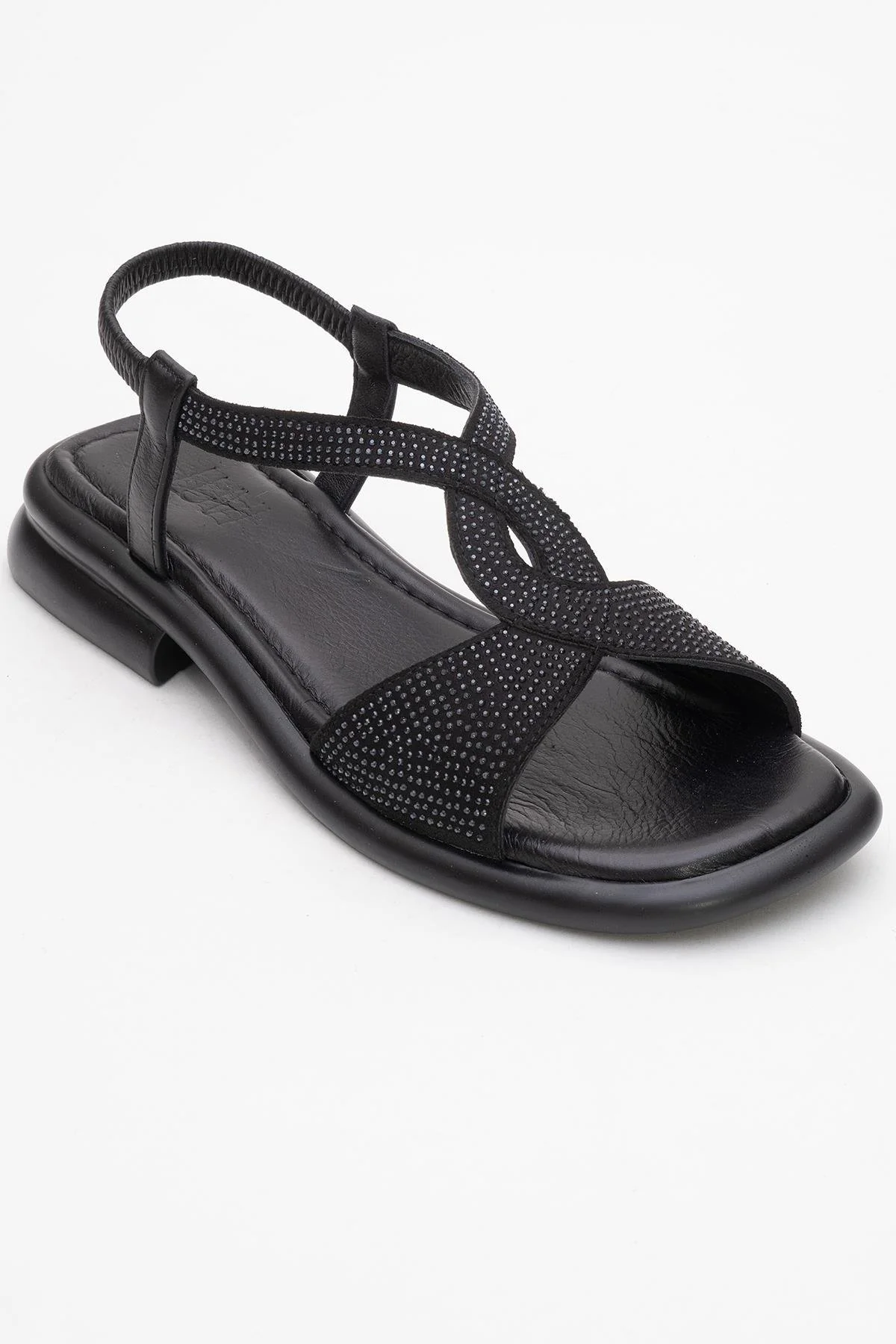 Sieglinde Black Embellished Leather Sandal (Women) - Image 3