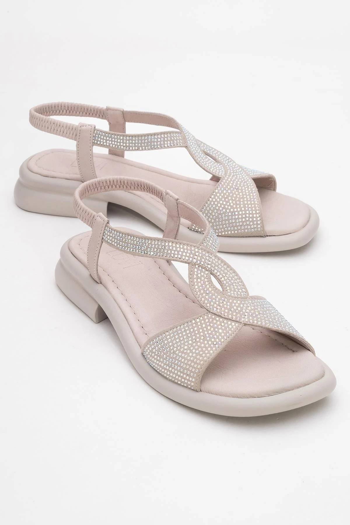 Sieglinde Light Pink Embellished Leather Sandal (Women)