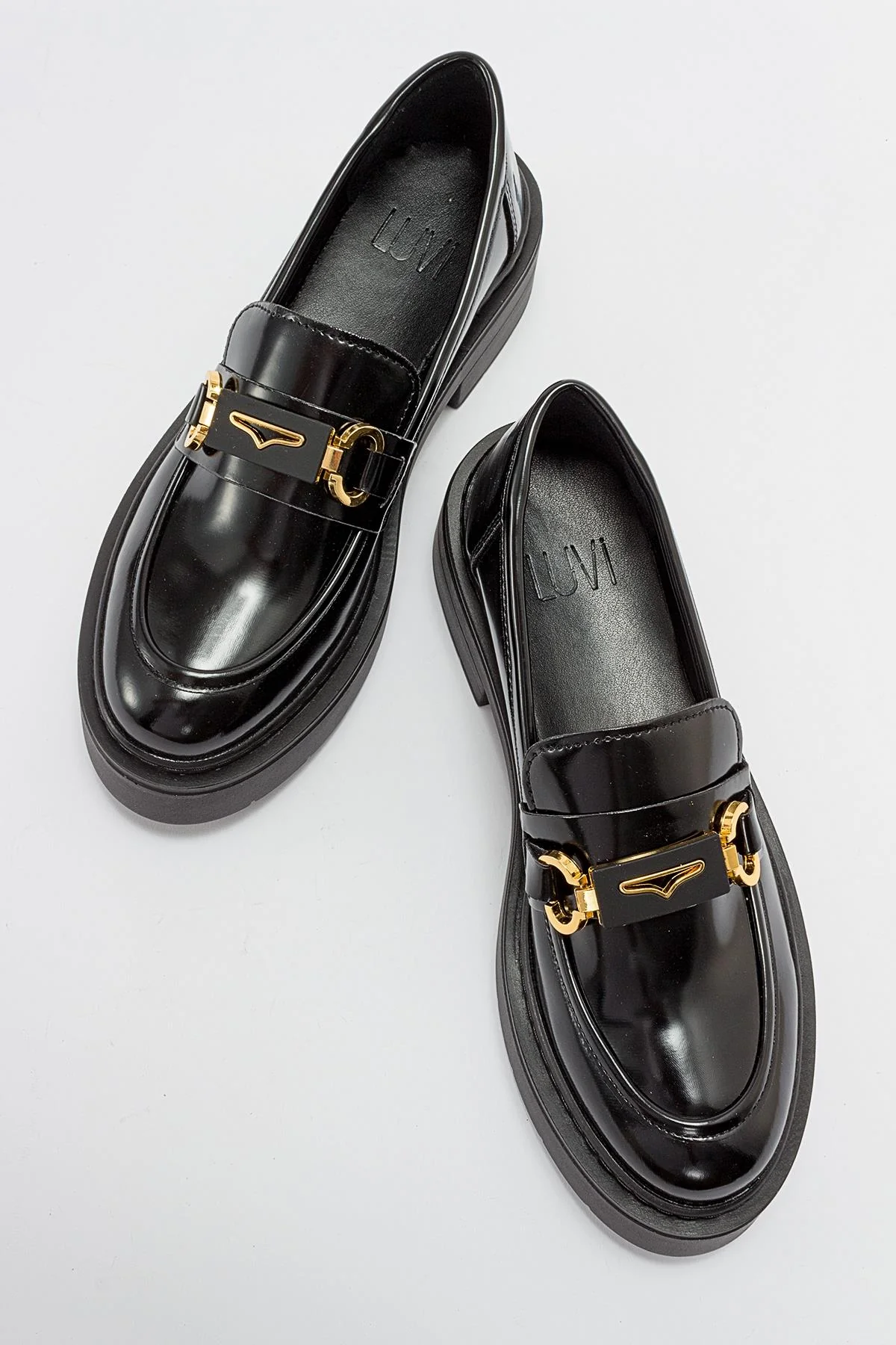 Simone - Black Patent Bit Platform Loafers - Image 2