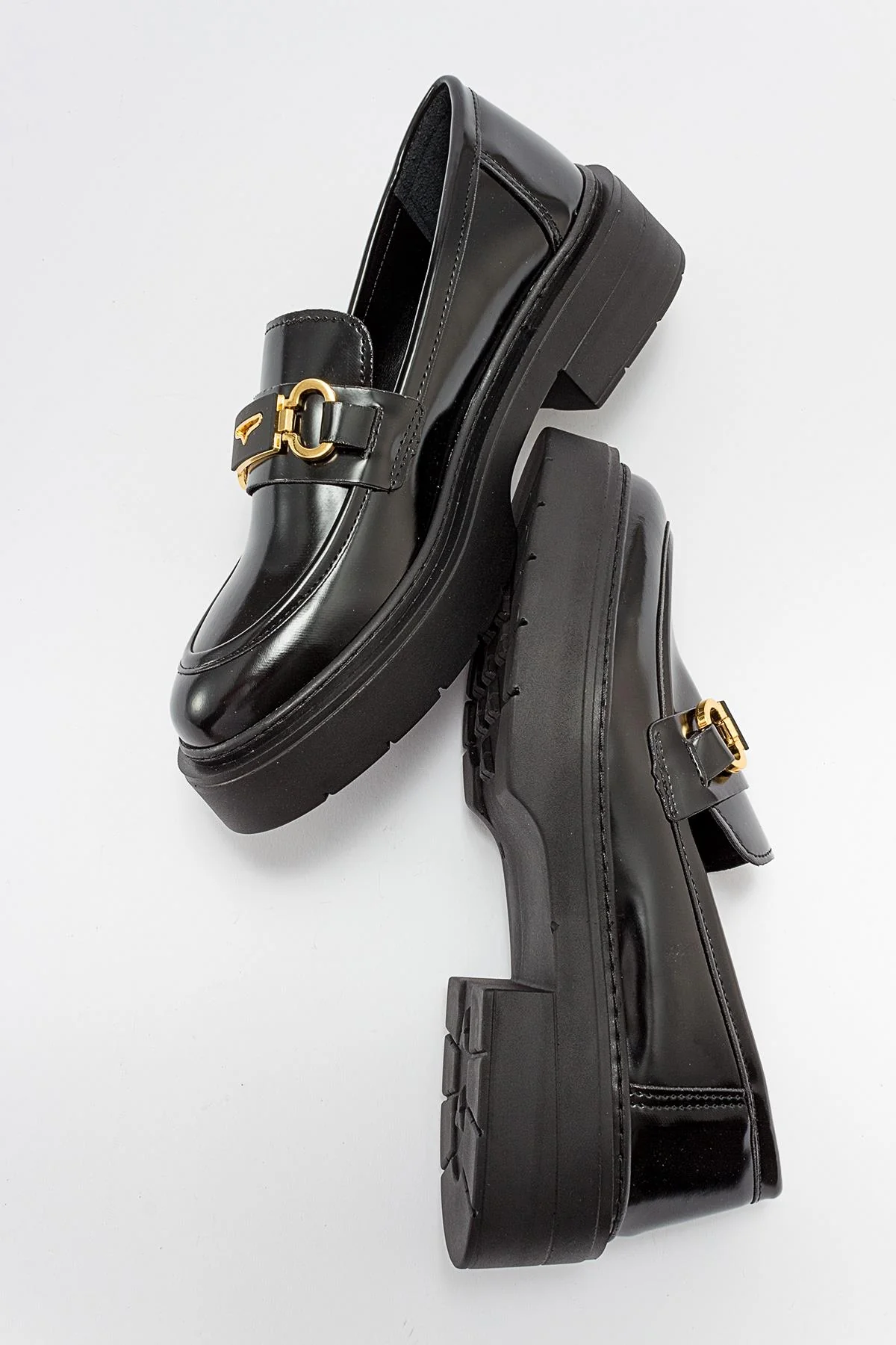 Simone - Black Patent Bit Platform Loafers - Image 3