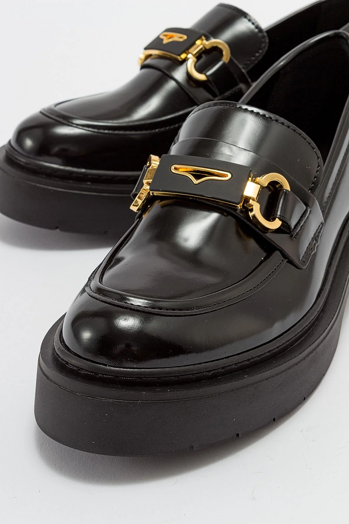 Simone - Black Patent Bit Platform Loafers - Image 5