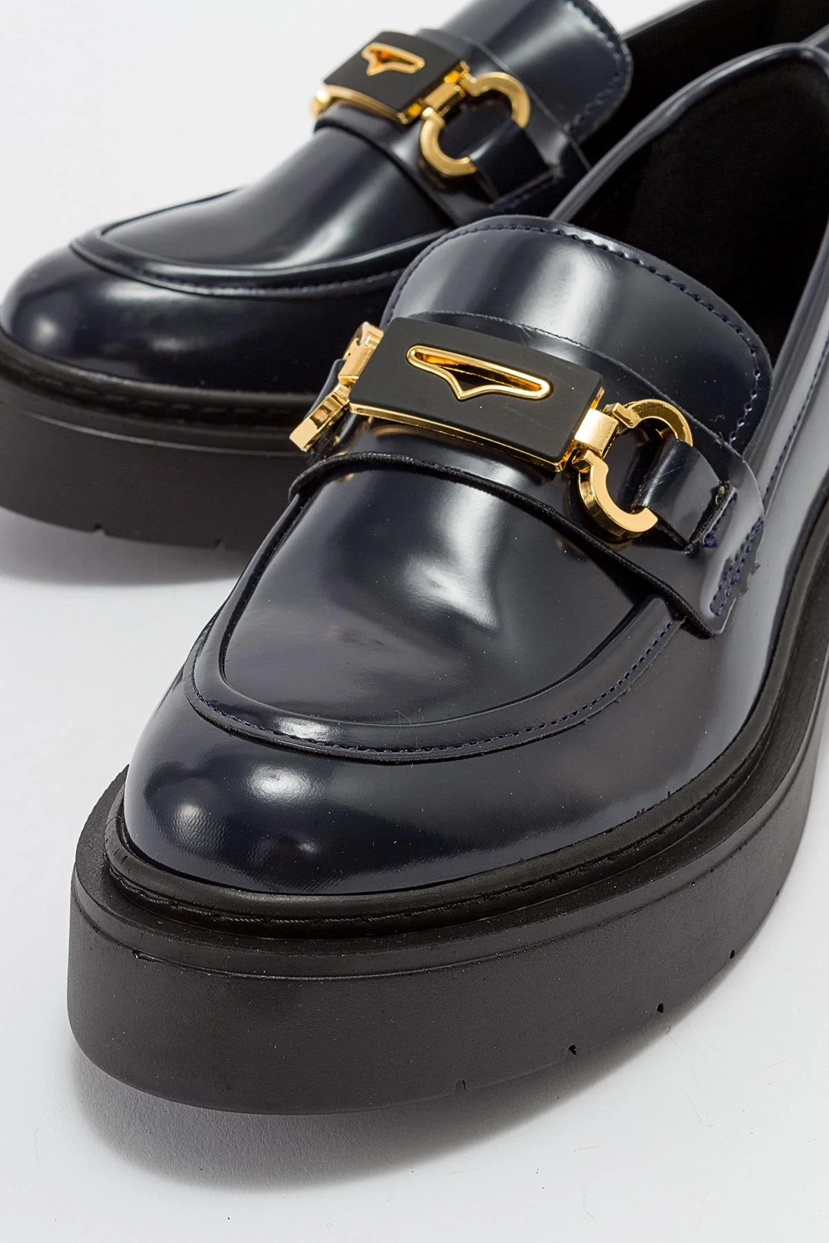 Simone - Navy Patent Bit Platform Loafers - Image 4