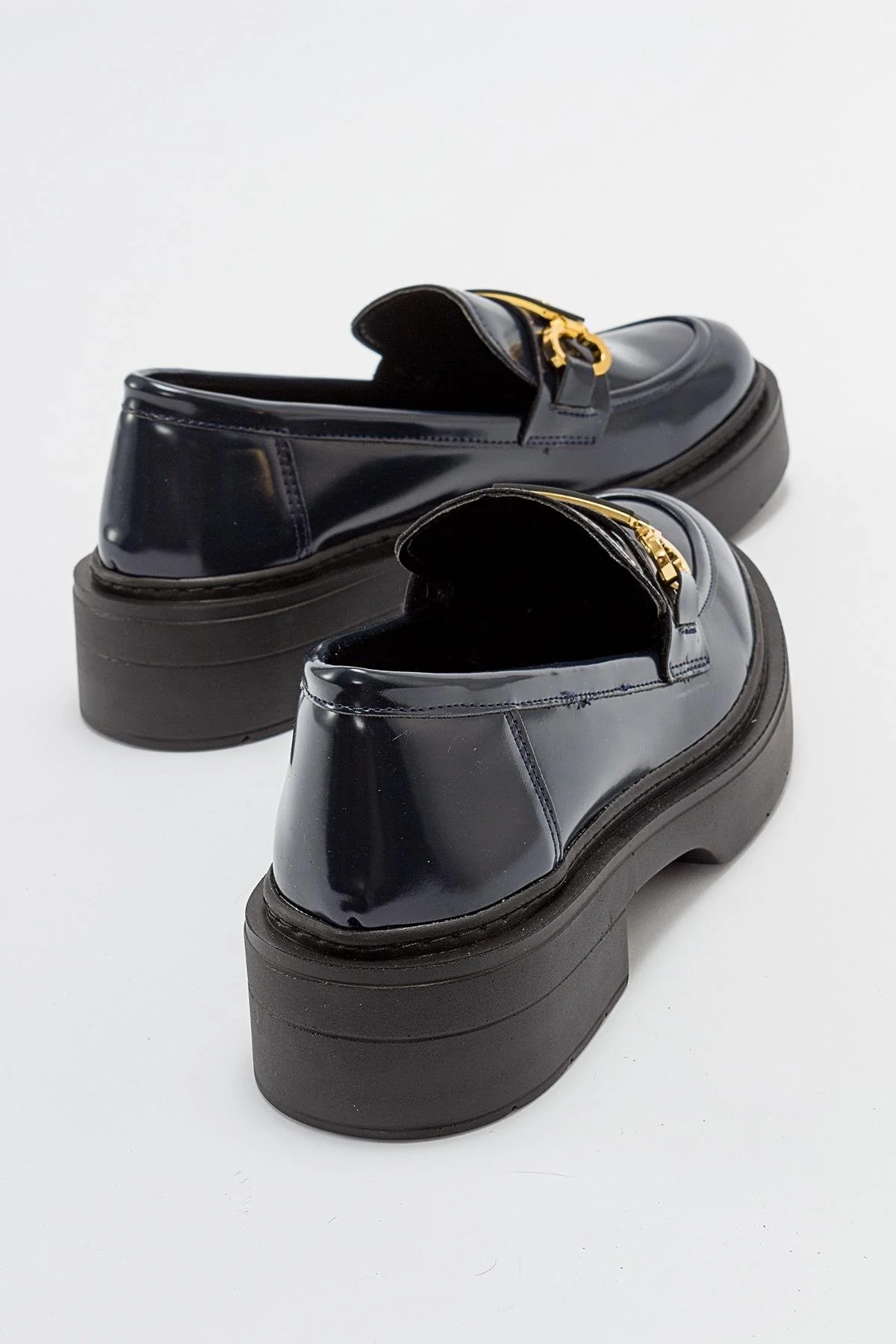 Simone - Navy Patent Bit Platform Loafers - Image 5