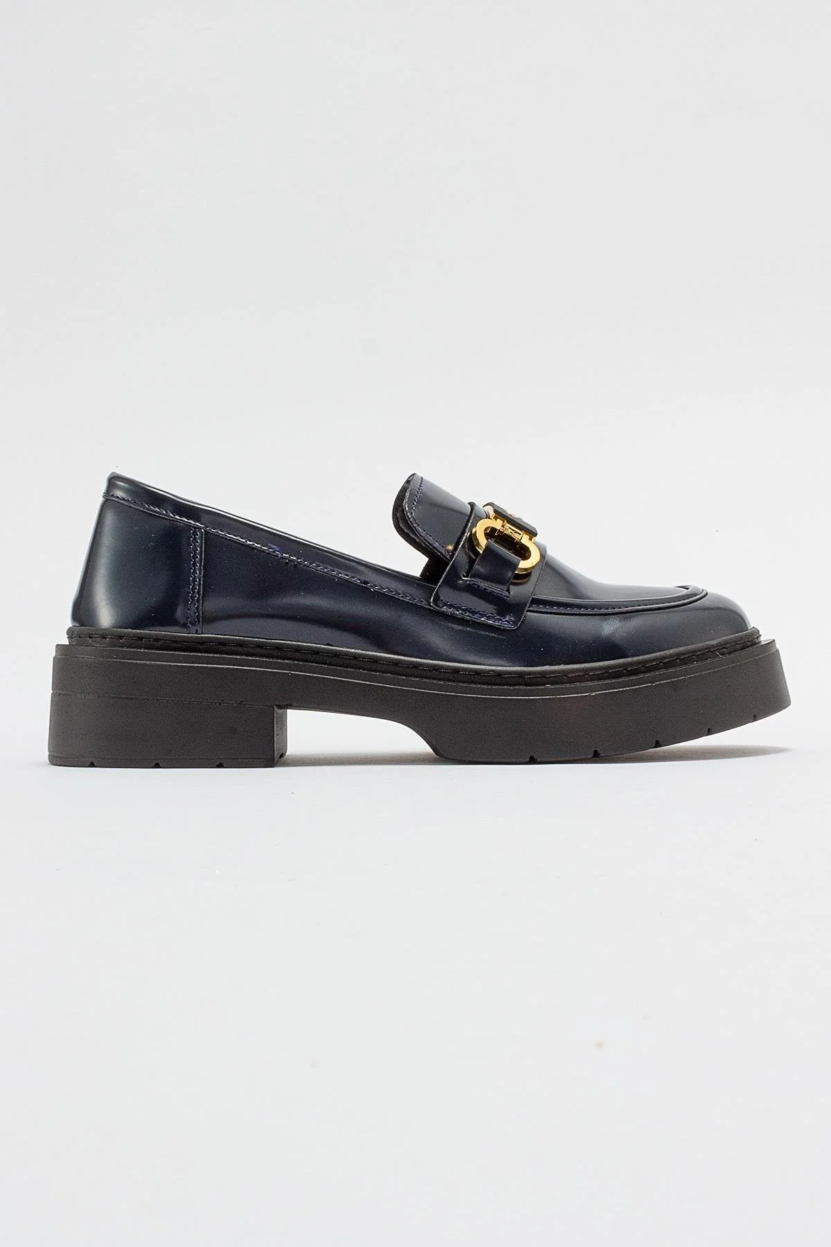 Simone - Navy Patent Bit Platform Loafers - Image 7