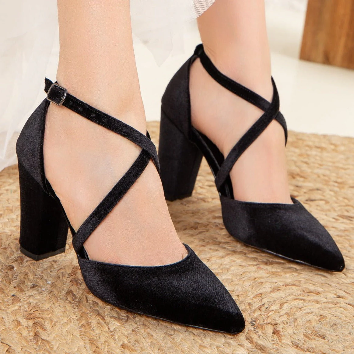 Sina - Black Velvet High Heels - Image 2