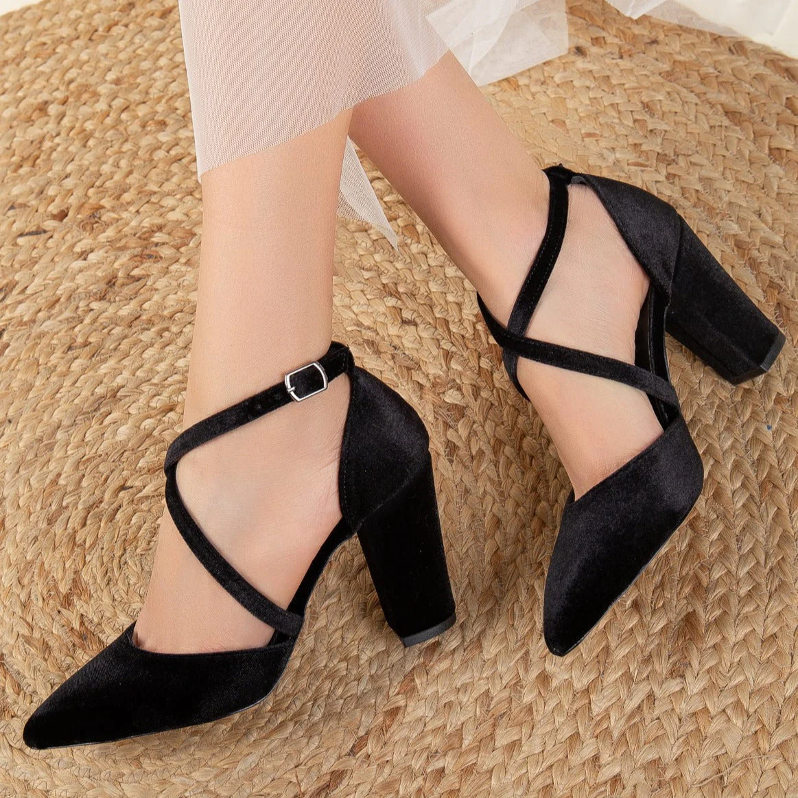 Sina - Black Velvet High Heels - Image 4