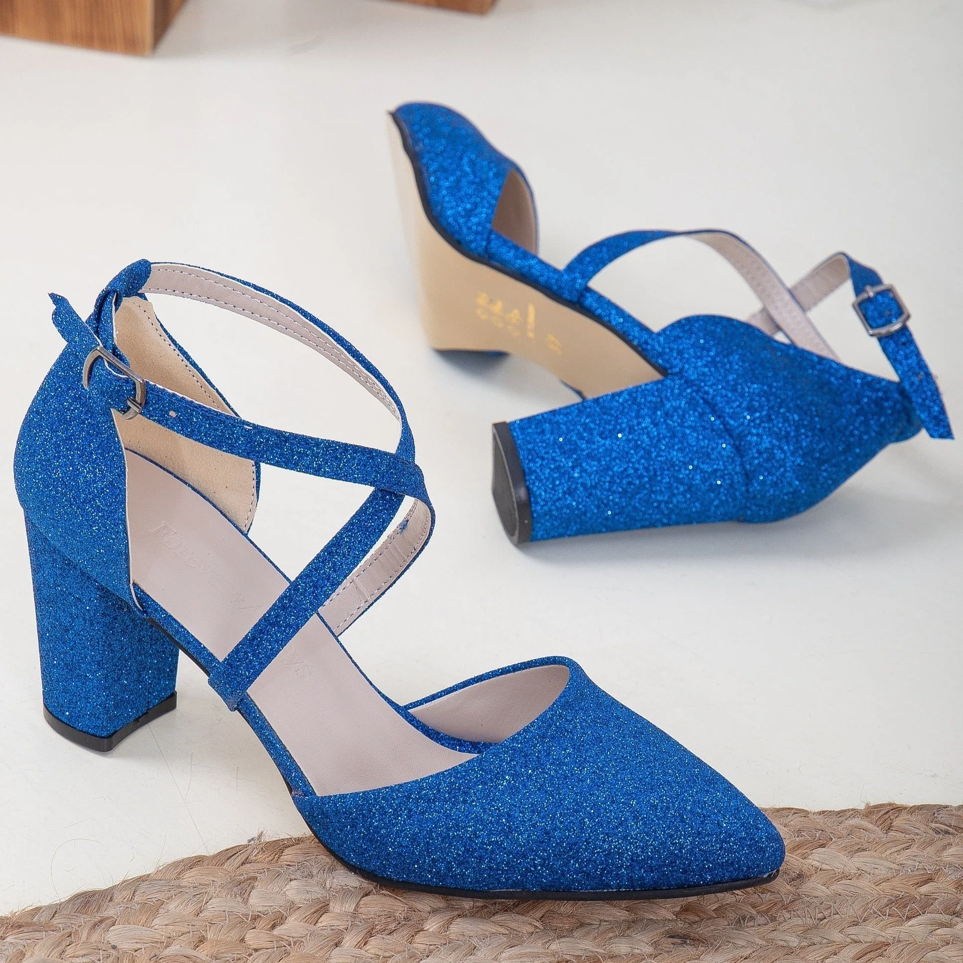 Sina - Bright Blue Glitter Heels - Image 5