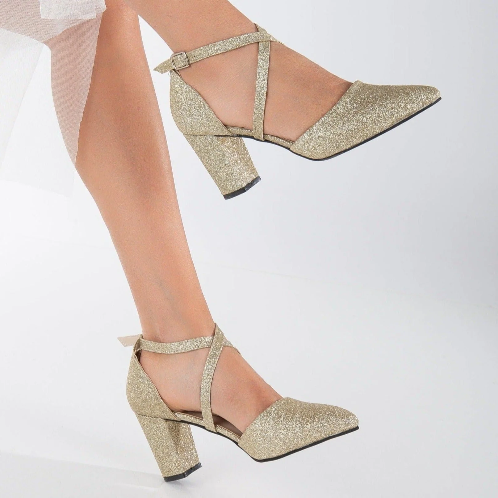 Sina - Gold Glitter Wedding Shoes - Image 2