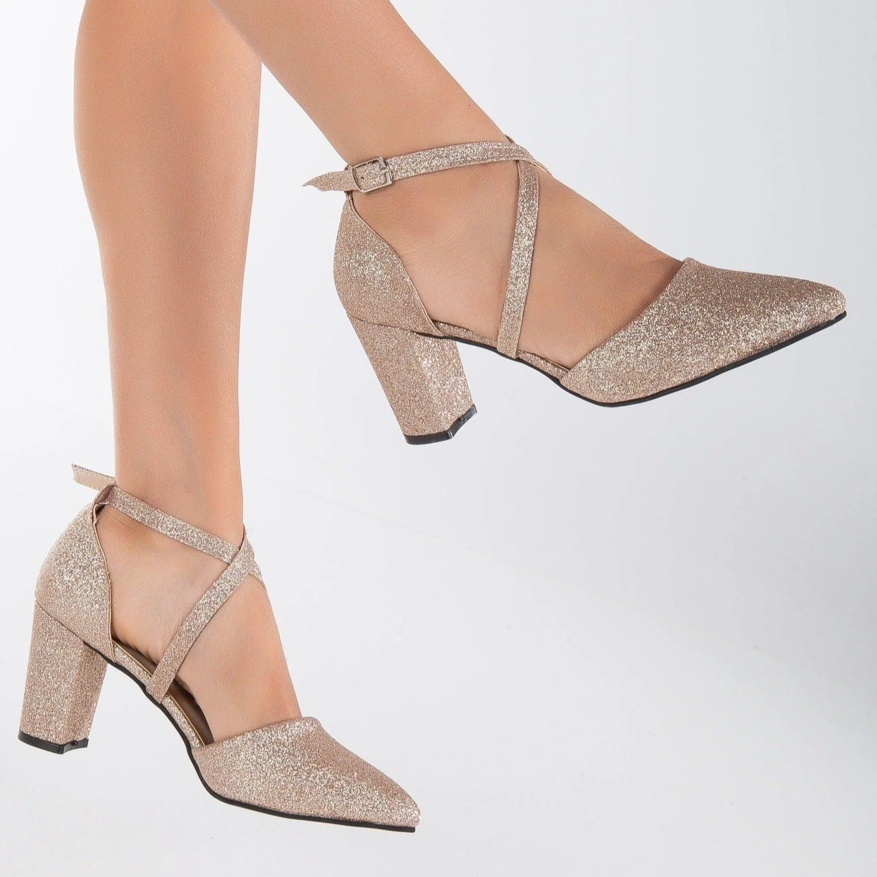 Sina - Rose Gold Glitter Bridal Heels - Image 6