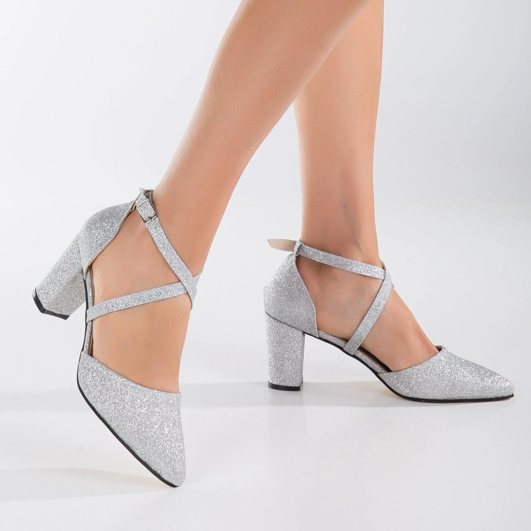 Sina - Silver Sparkling Wedding Shoes - Image 2