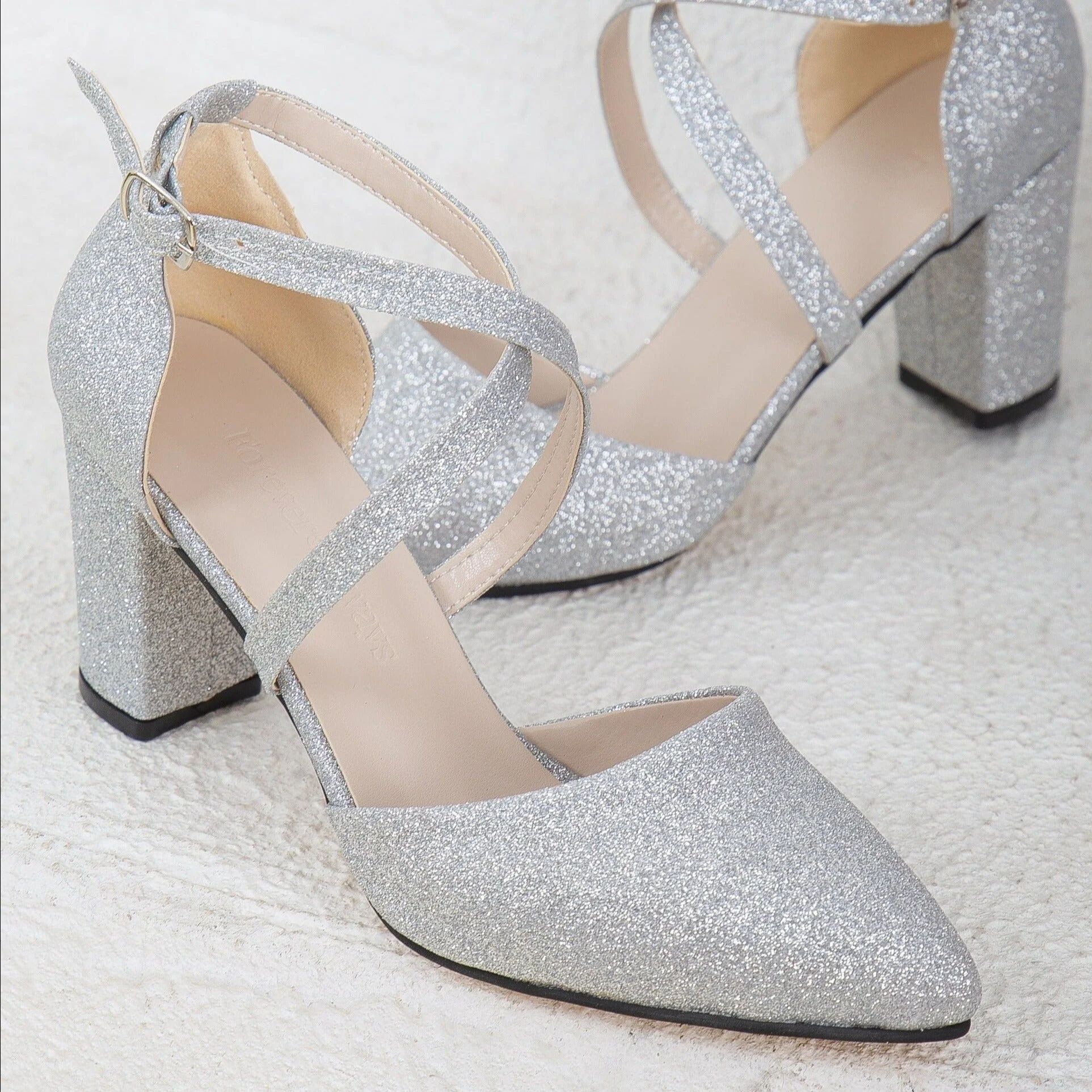 Sina - Silver Sparkling Wedding Shoes - Image 3