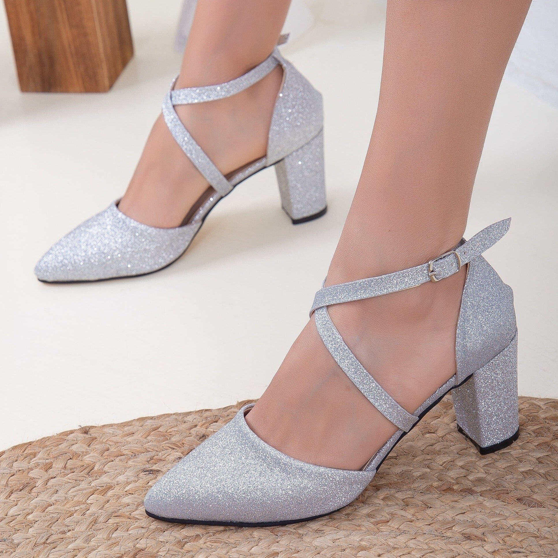 Sina - Silver Sparkling Wedding Shoes - Image 4