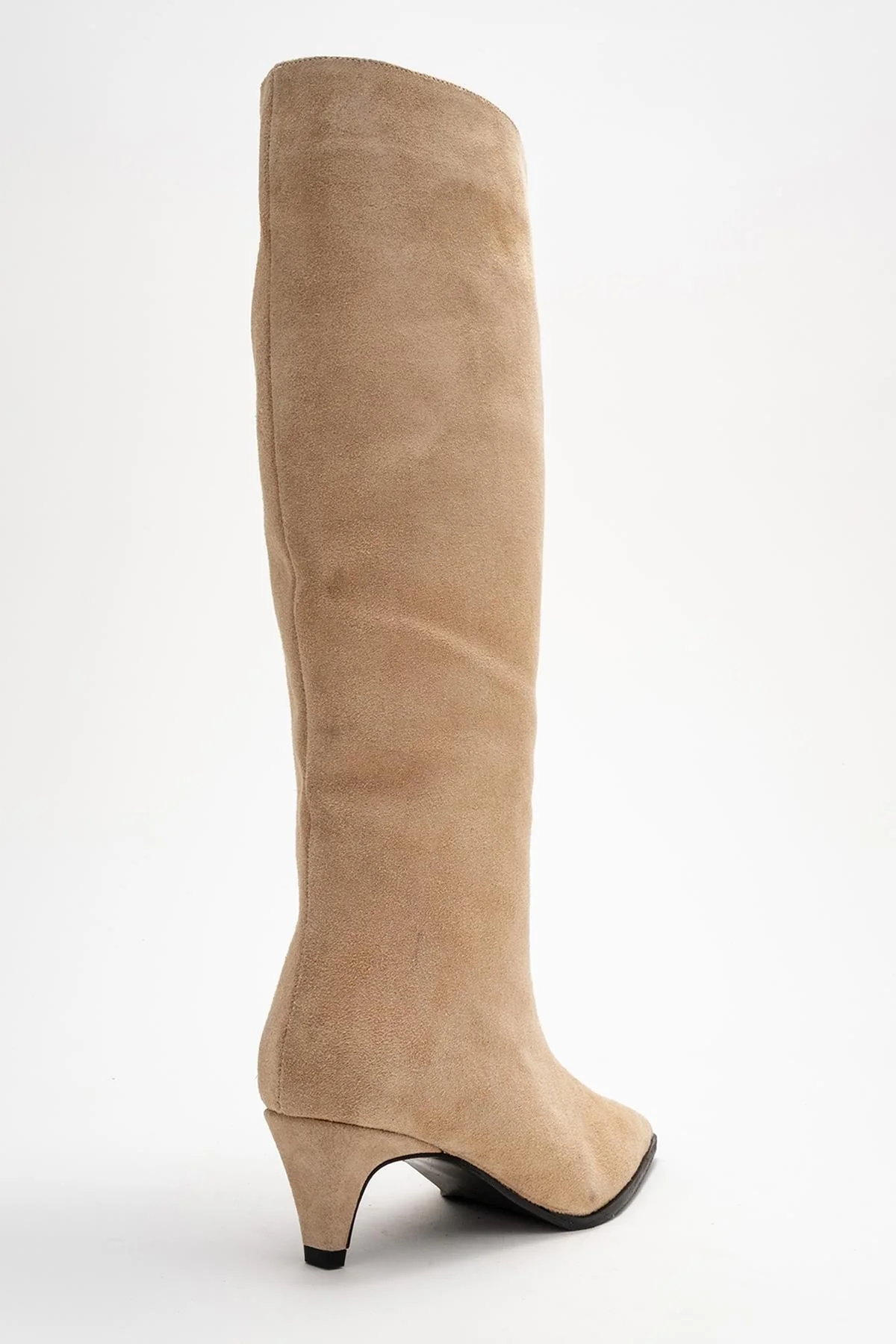 Siora - Beige Suede Genuine Leather Short Heel Boot (Women) - Image 5