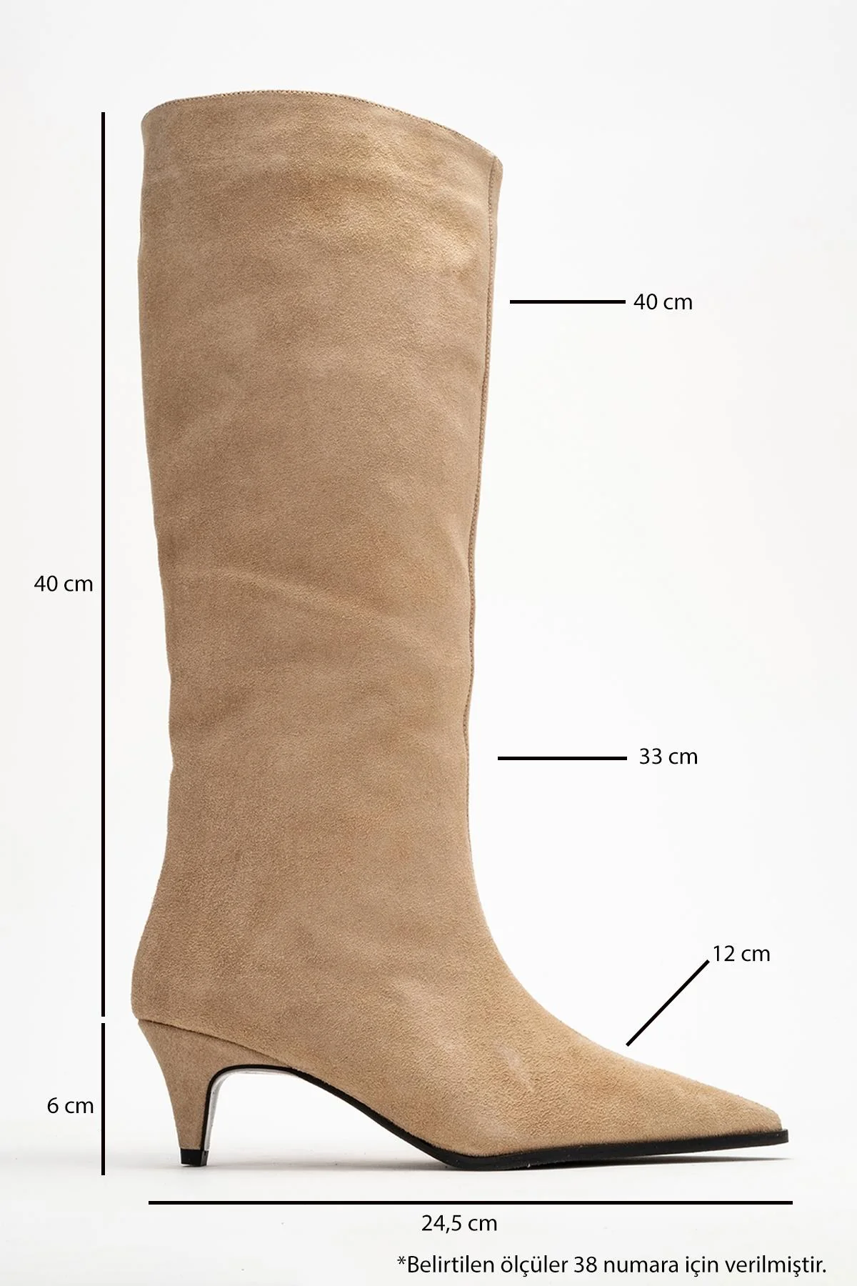 Siora - Beige Suede Genuine Leather Short Heel Boot (Women) - Image 6