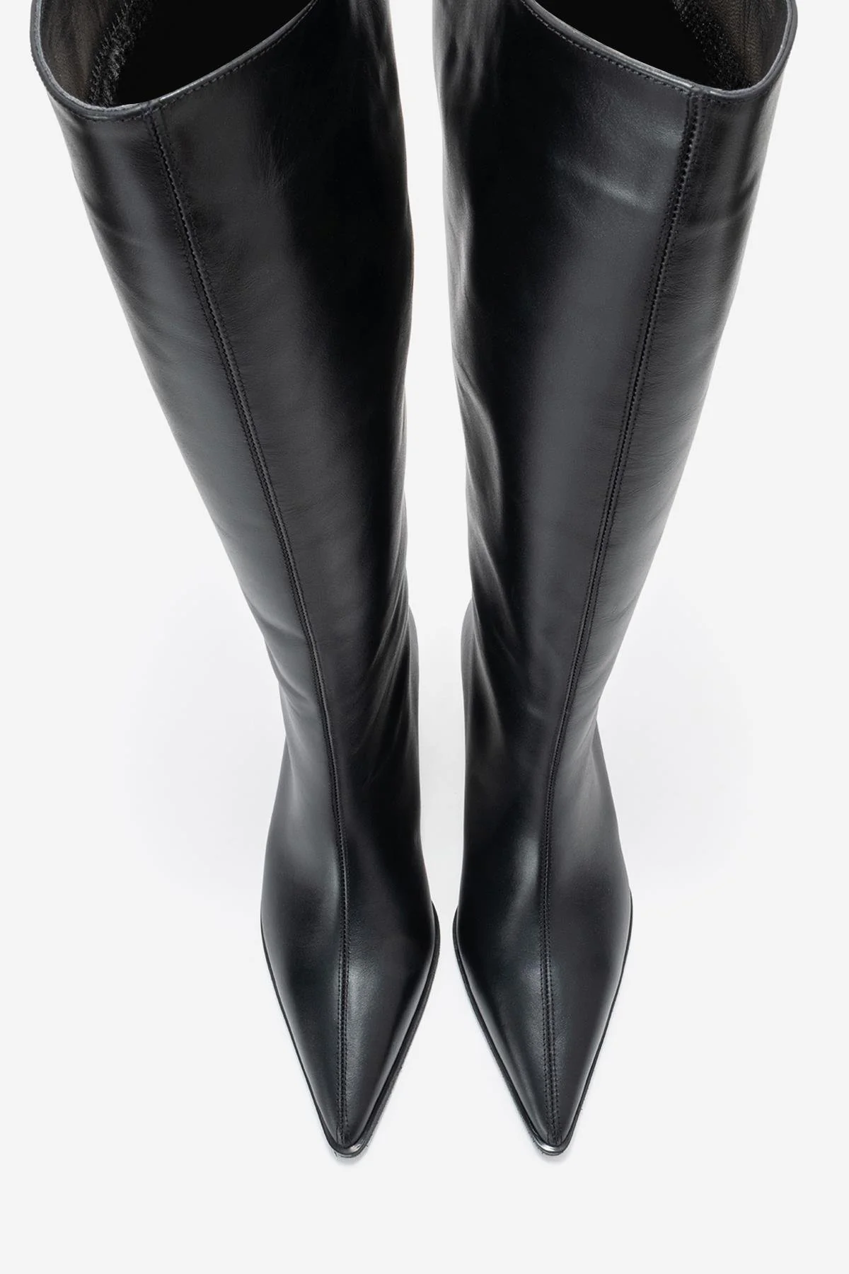 Siora - Black Genuine Leather Kitten Heel Knee-High Boot (Women) - Image 2