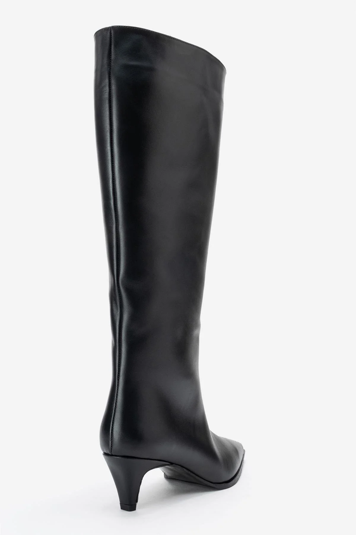 Siora - Black Genuine Leather Kitten Heel Knee-High Boot (Women) - Image 5