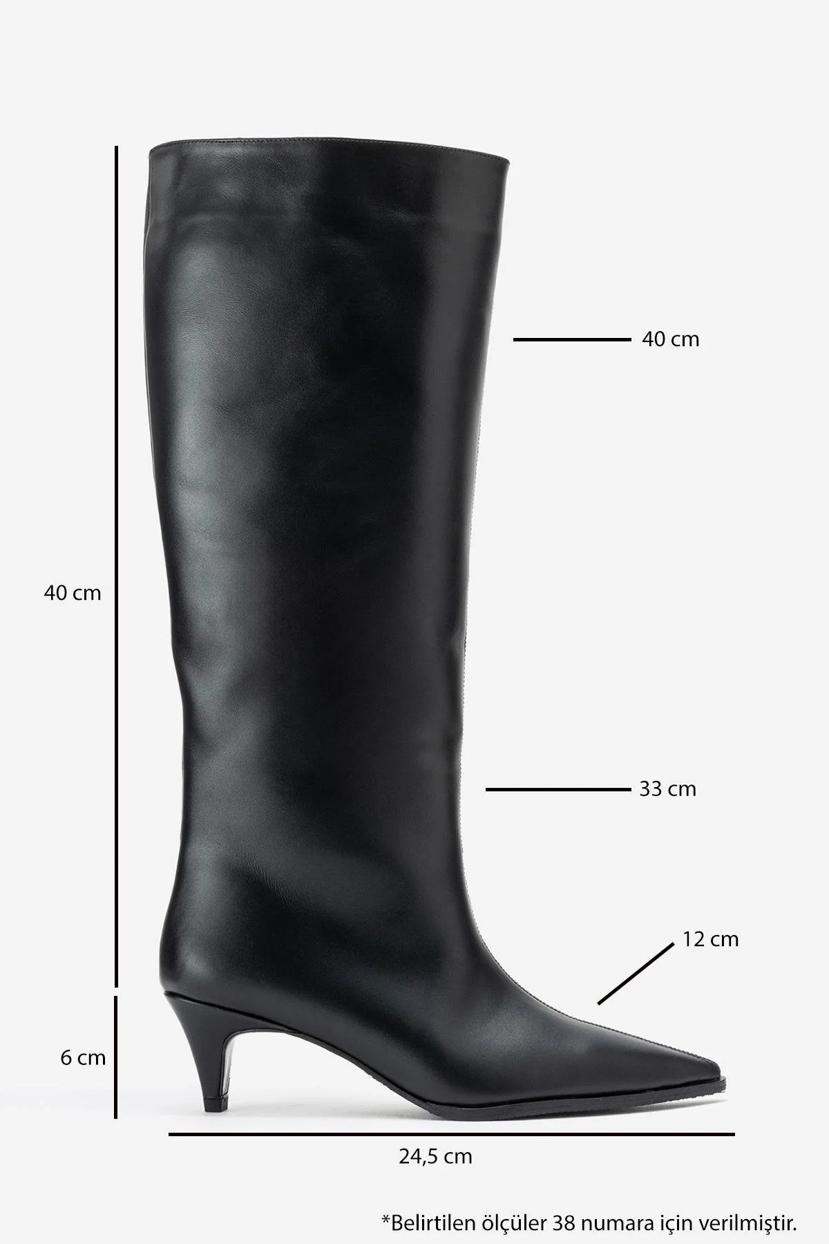 Siora - Black Genuine Leather Kitten Heel Knee-High Boot (Women) - Image 6