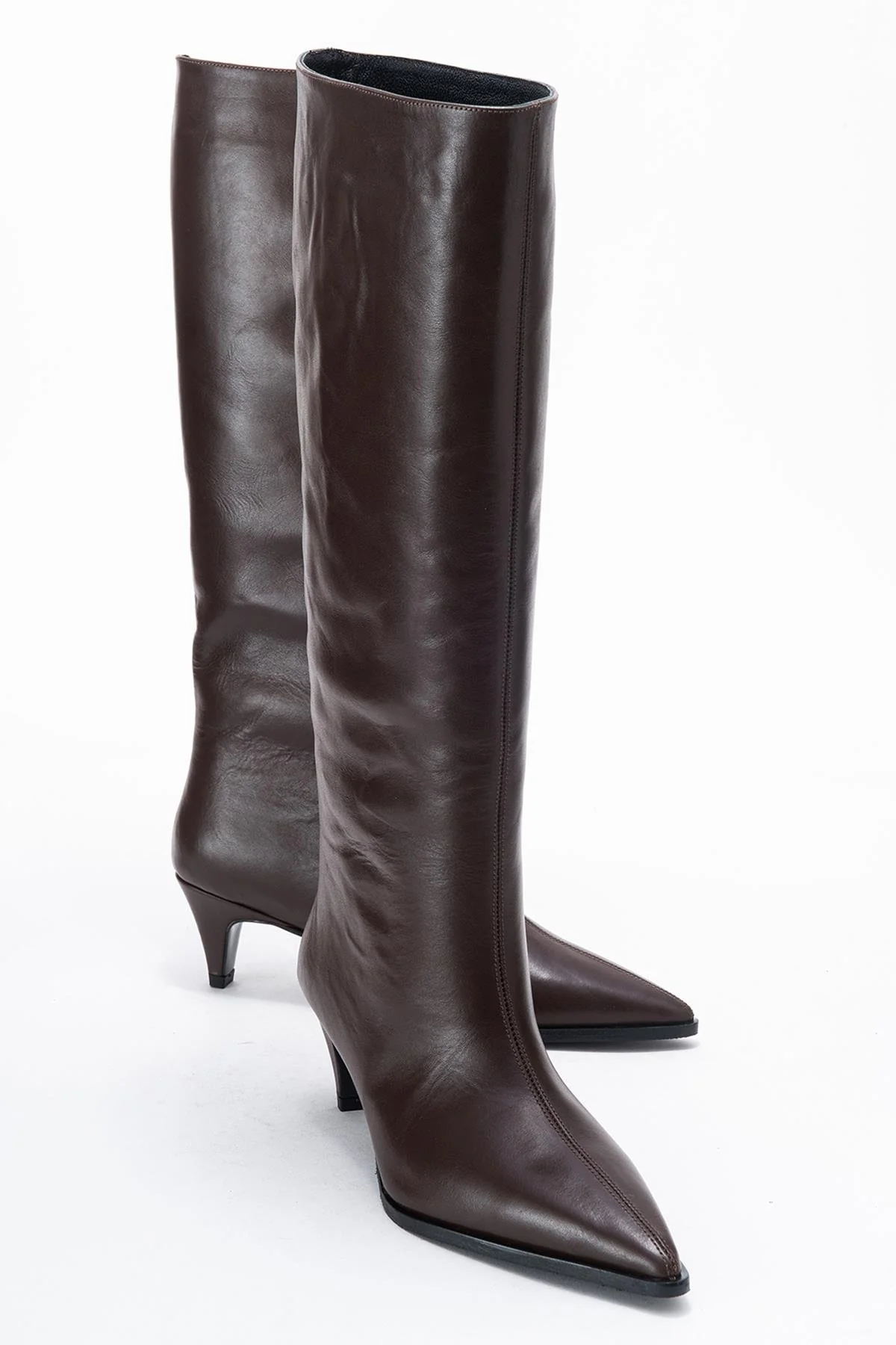 Siora - Brown Genuine Leather Low Heel Boot (Women)
