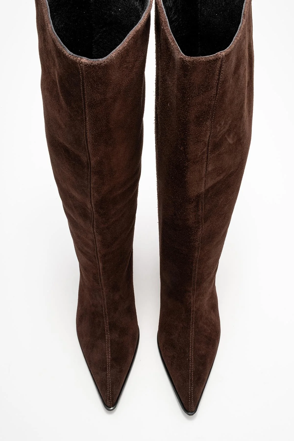 Siora - Brown Suede Genuine Leather Short Heel Boot (Women) - Image 2