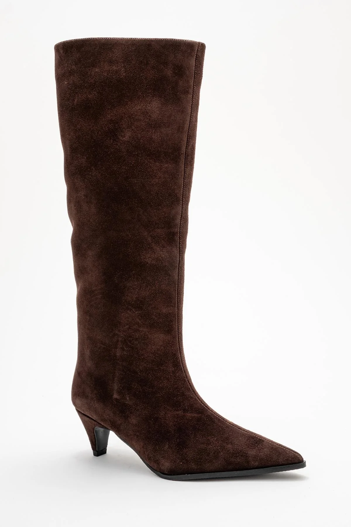 Siora - Brown Suede Genuine Leather Short Heel Boot (Women) - Image 3