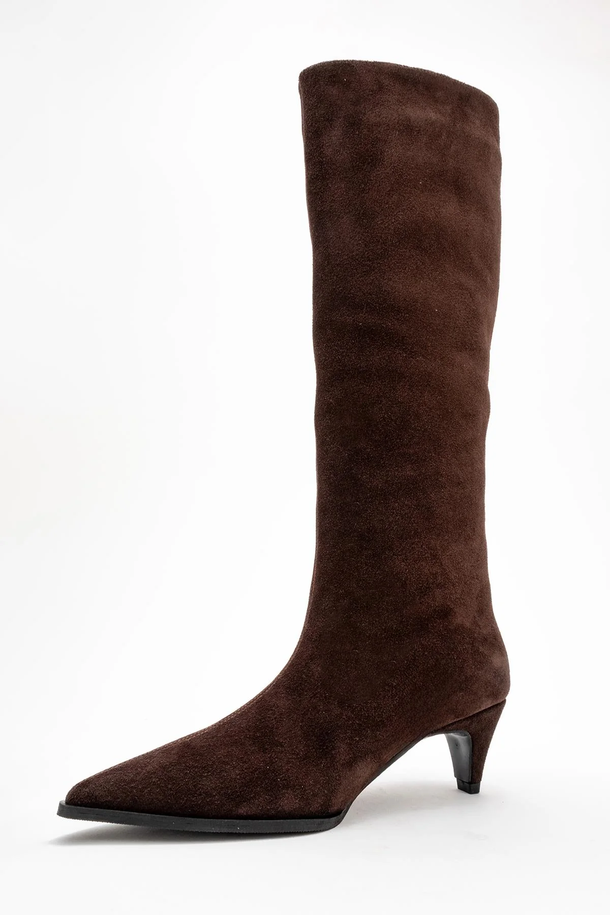 Siora - Brown Suede Genuine Leather Short Heel Boot (Women) - Image 4