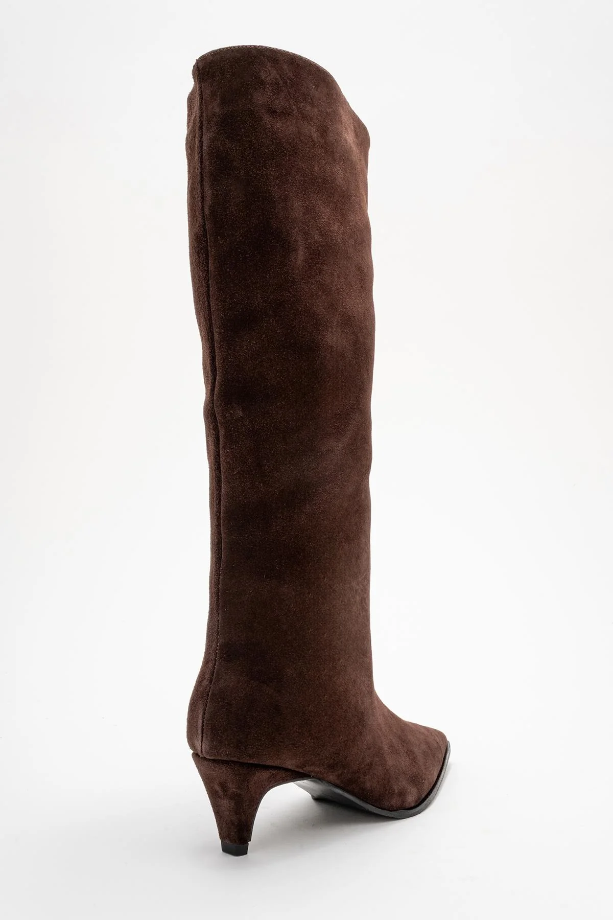 Siora - Brown Suede Genuine Leather Short Heel Boot (Women) - Image 5