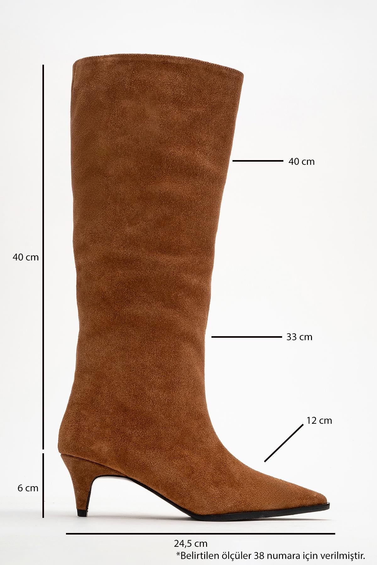 Siora - Taupe Suede Genuine Leather Short Heel Boot (Women) - Image 6
