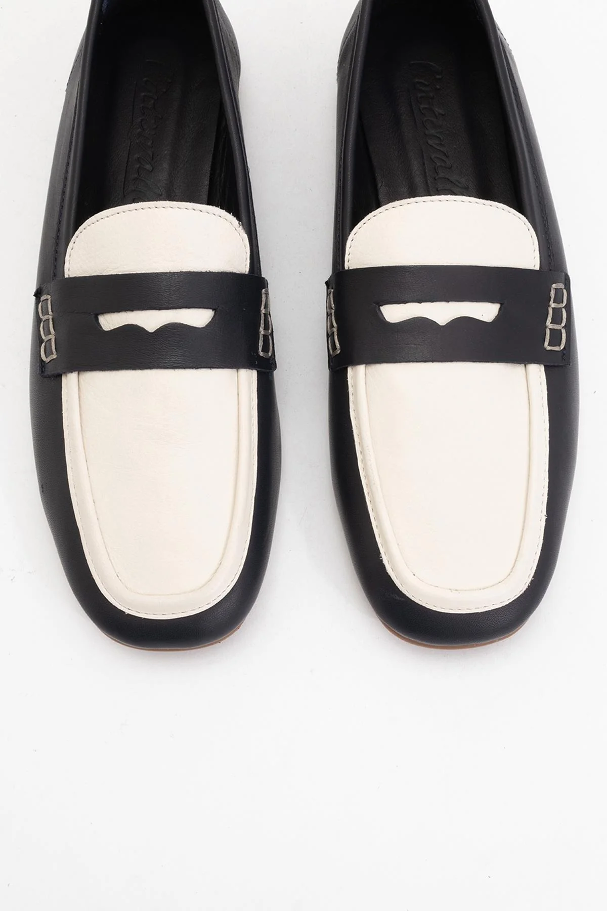 Skye - Black White Leather Loafers (Women) - Image 2