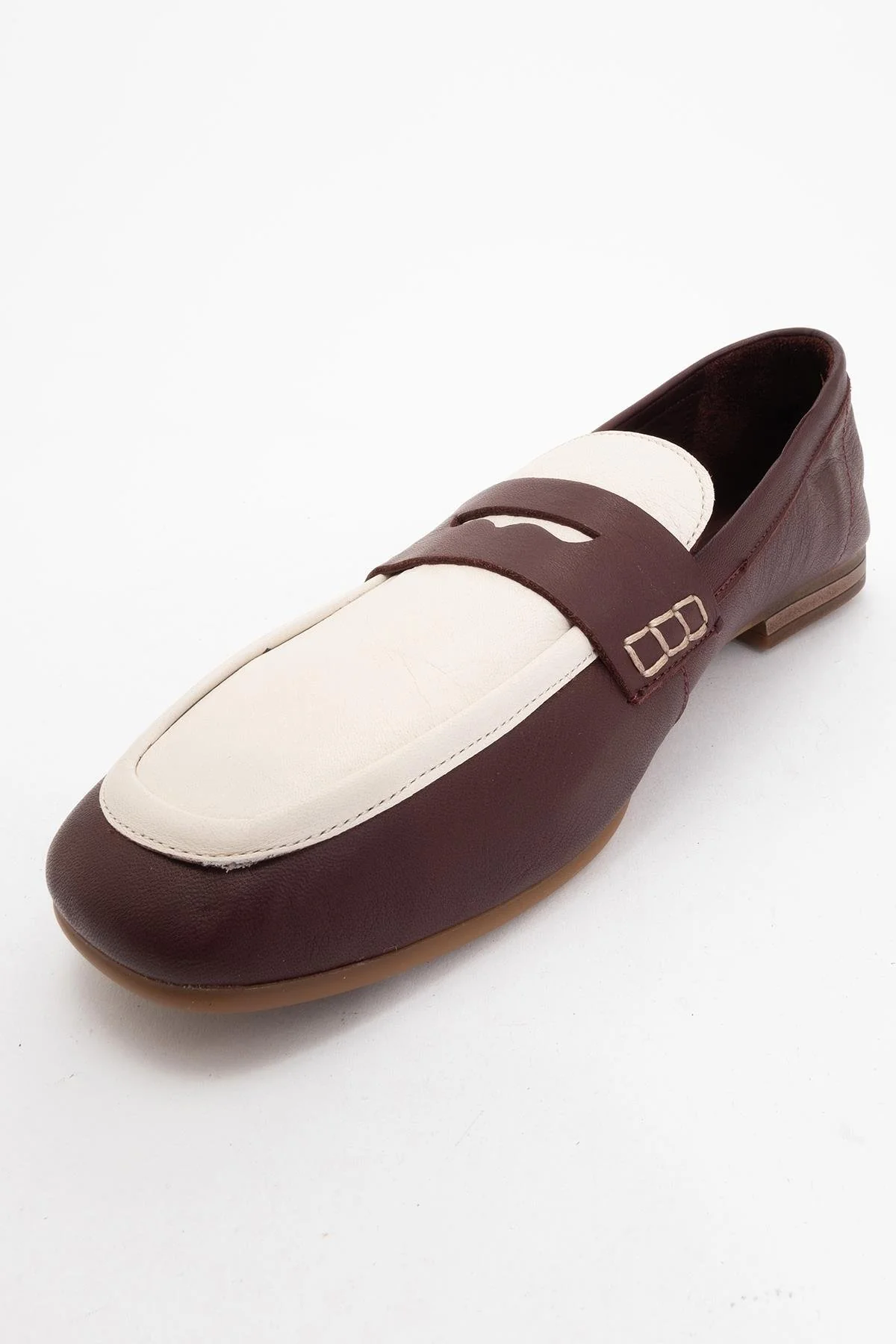 Skye - Brown White Leather Loafers (Women) - Image 3