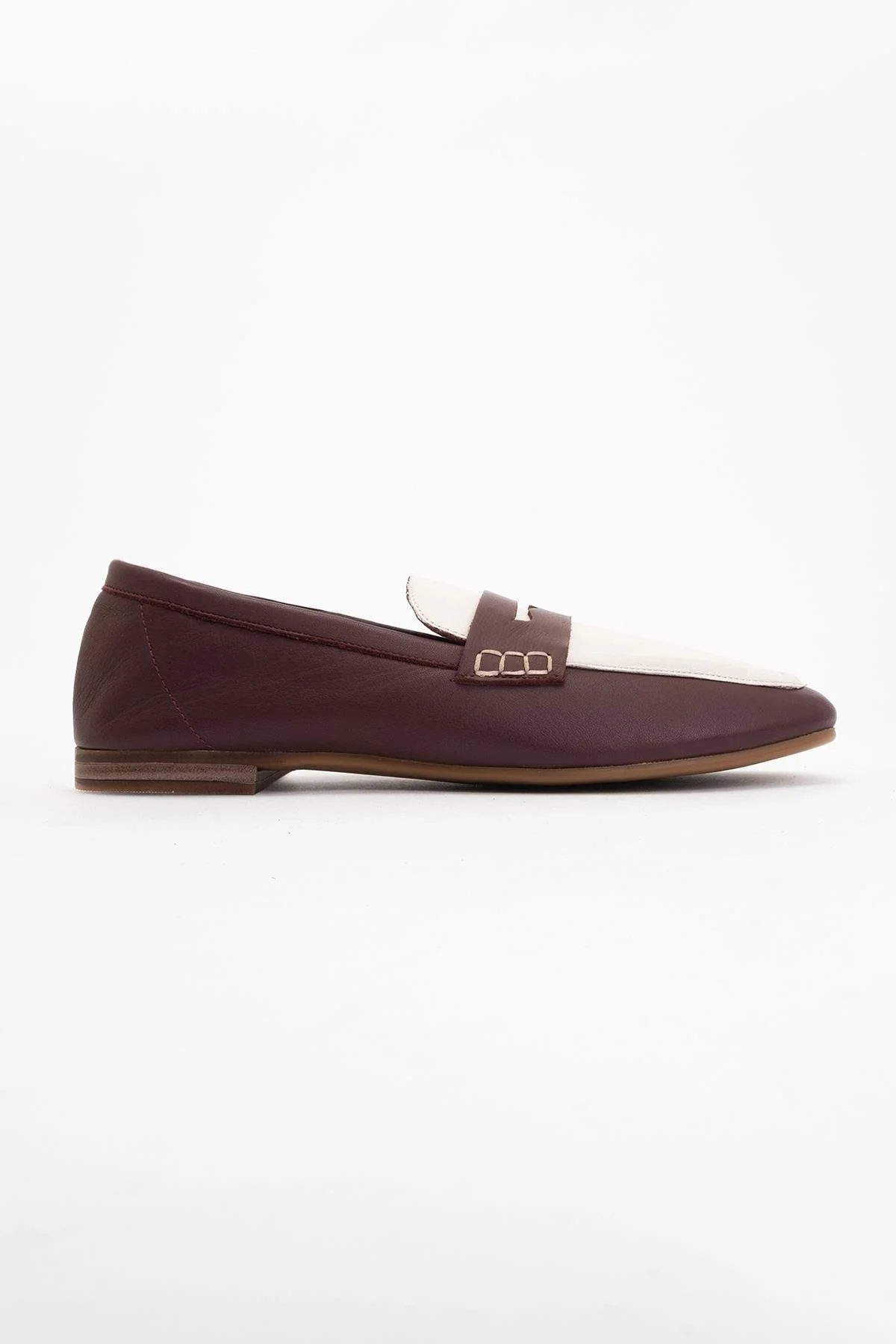 Skye - Brown White Leather Loafers (Women) - Image 5