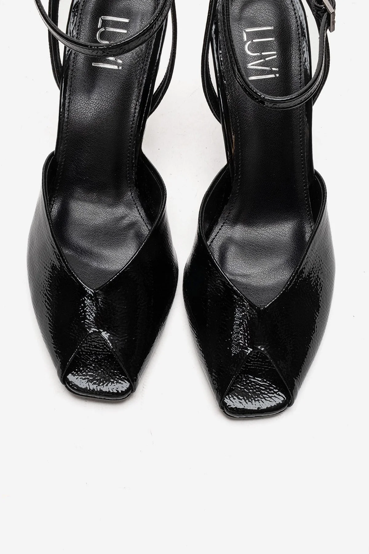 SLATE - Black Genuine Leather Ankle-Strap Stiletto Pump (Women) - Image 2