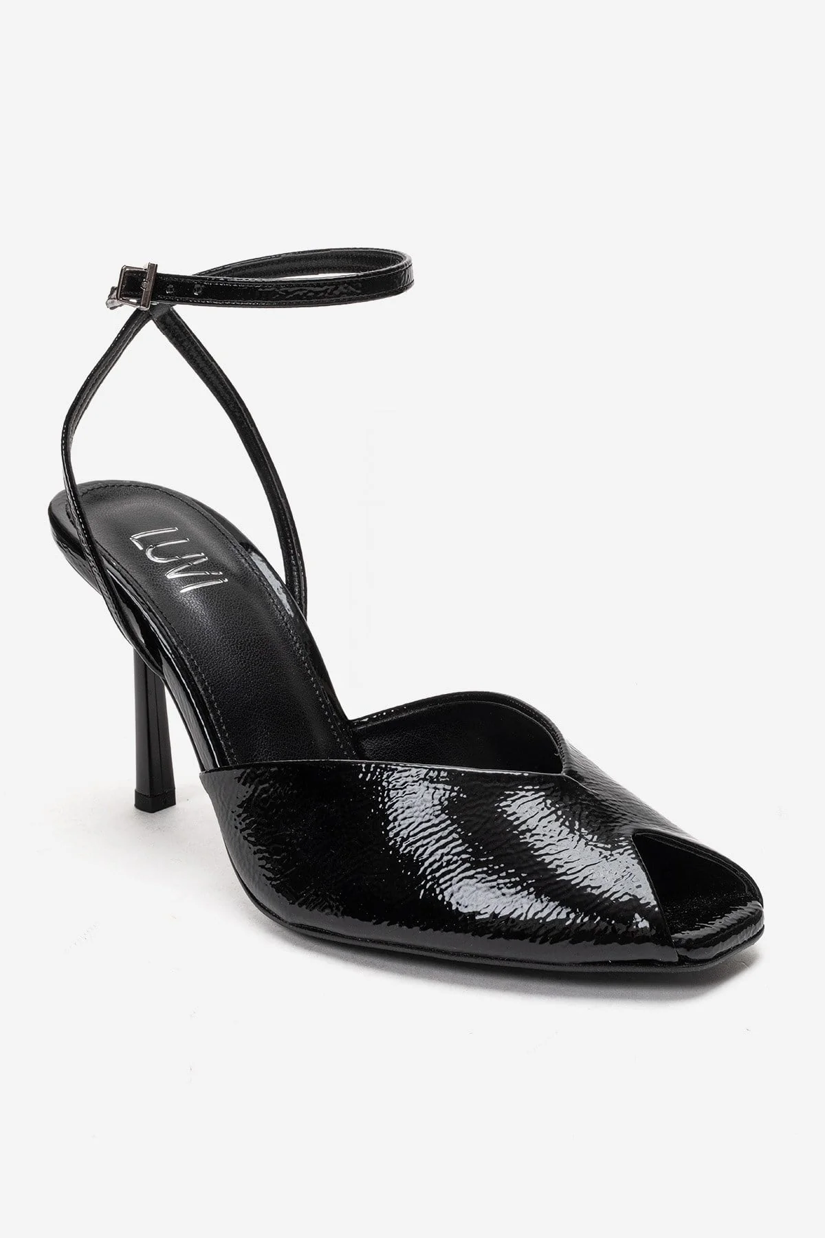 SLATE - Black Genuine Leather Ankle-Strap Stiletto Pump (Women) - Image 3