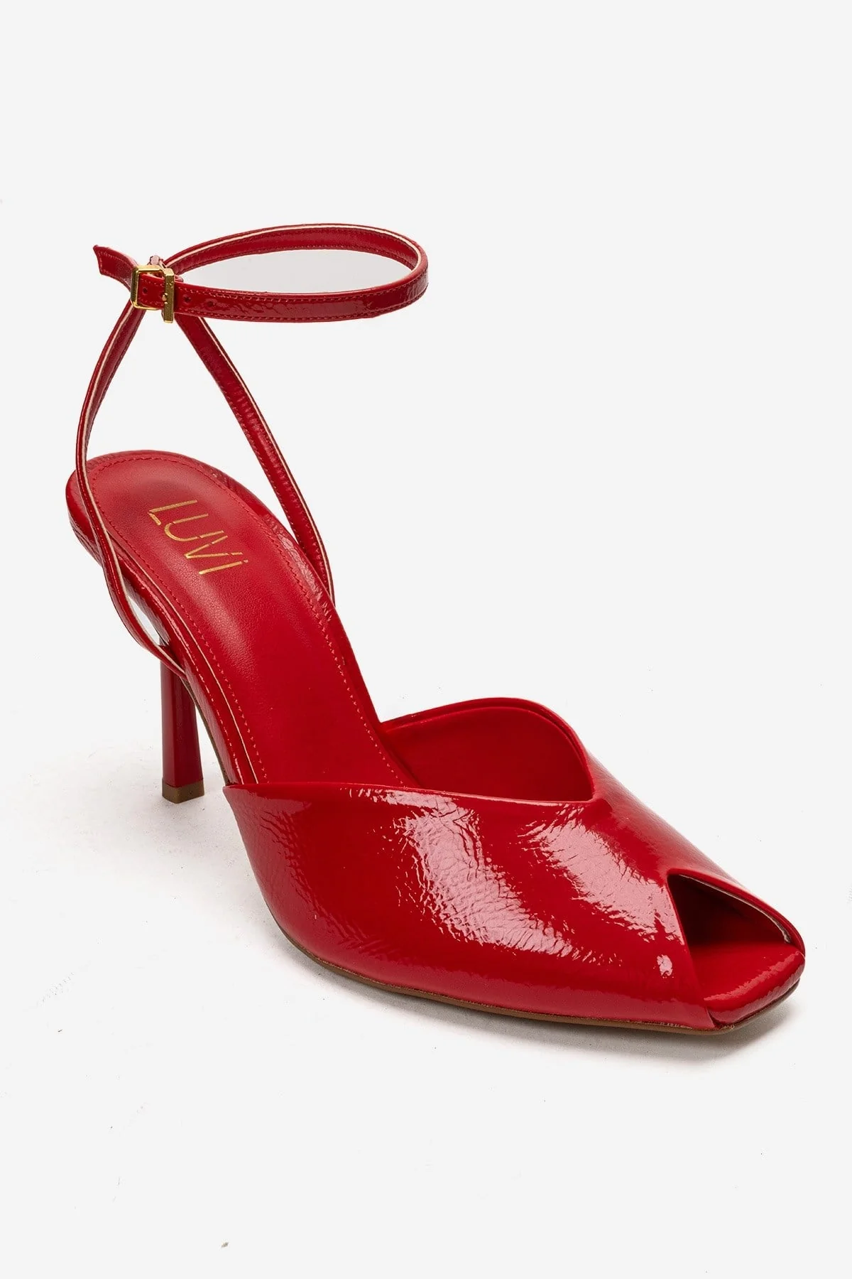 SLATE - Red Genuine Leather Ankle-Strap Stiletto Pump (Women) - Image 3