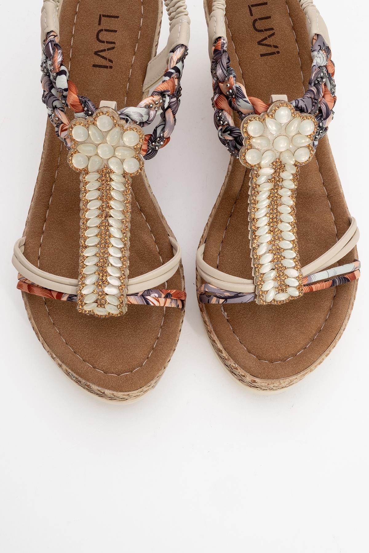 Sogno - Beige Rhinestone Espadrille Sandal (Women) - Image 2