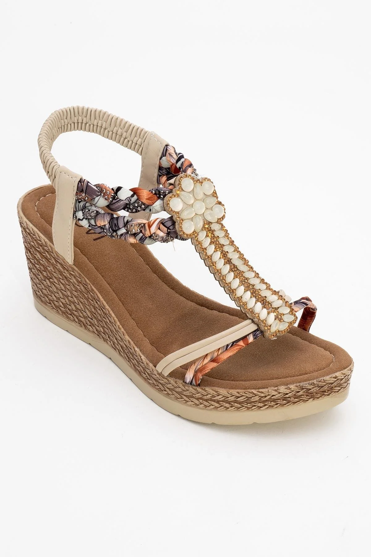 Sogno - Beige Rhinestone Espadrille Sandal (Women) - Image 3