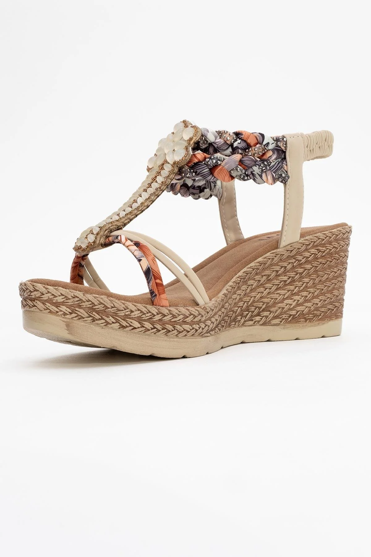 Sogno - Beige Rhinestone Espadrille Sandal (Women) - Image 4