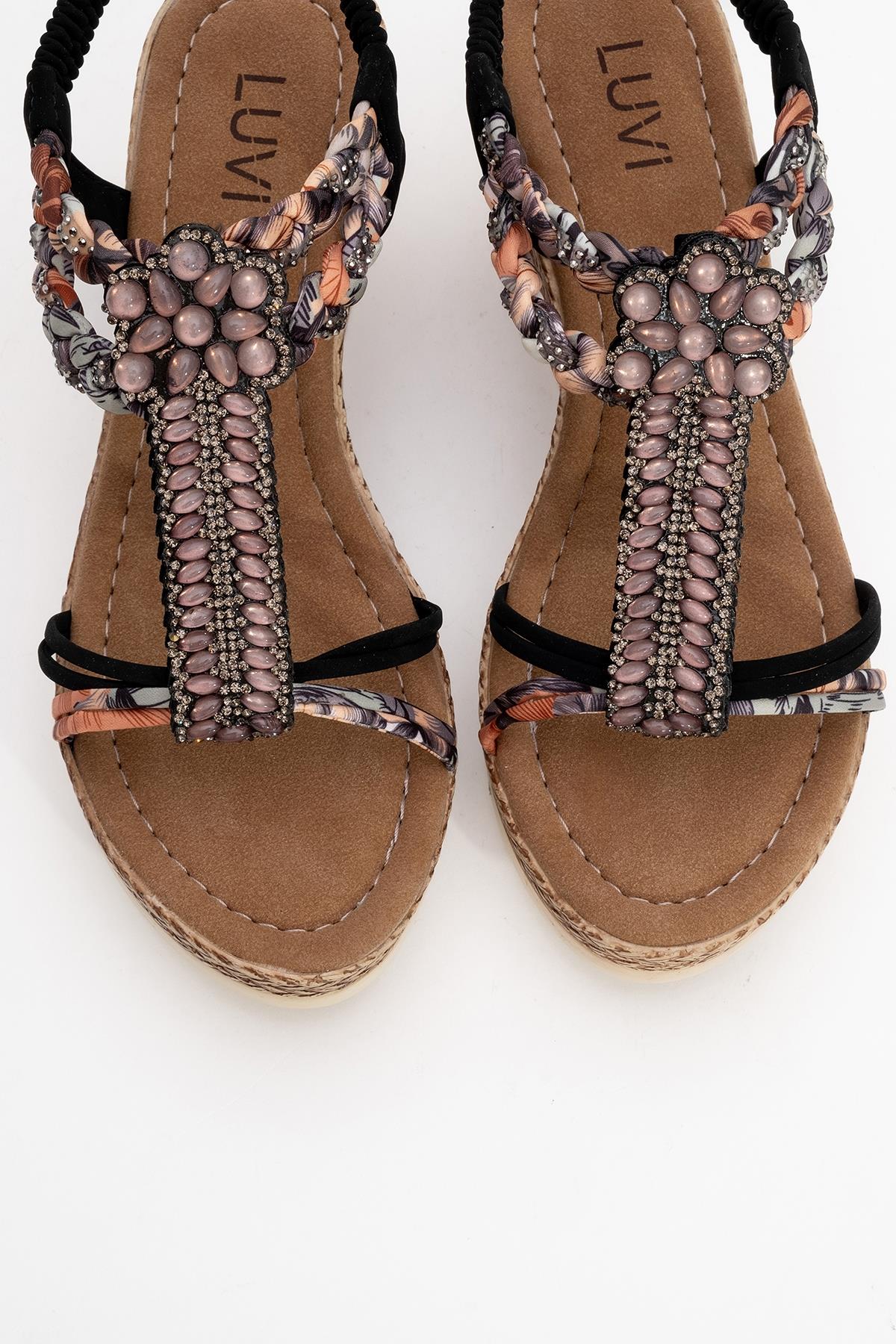Sogno - Black Rhinestone Espadrille Sandal (Women) - Image 2