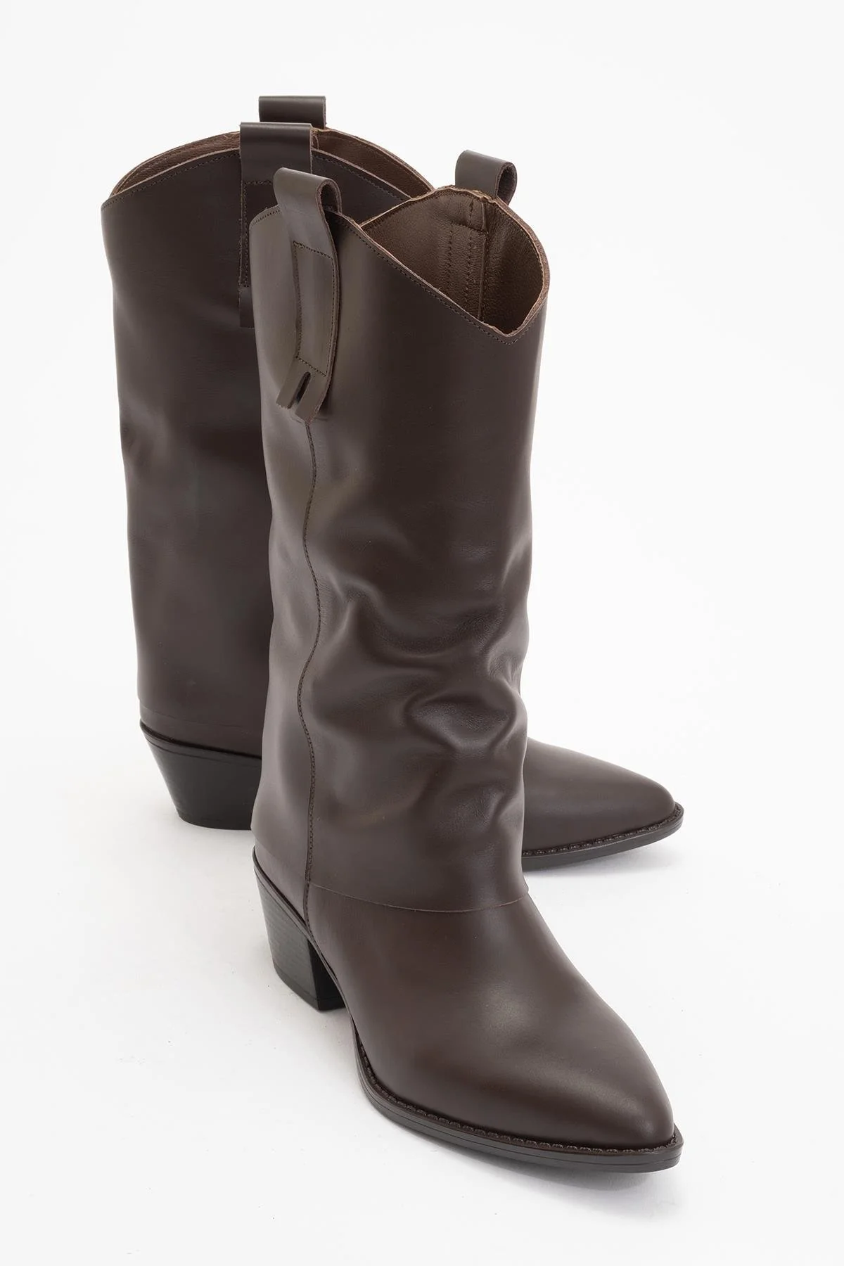 Sojo - Brown Genuine Leather Block Heel Ankle Boot (Women)