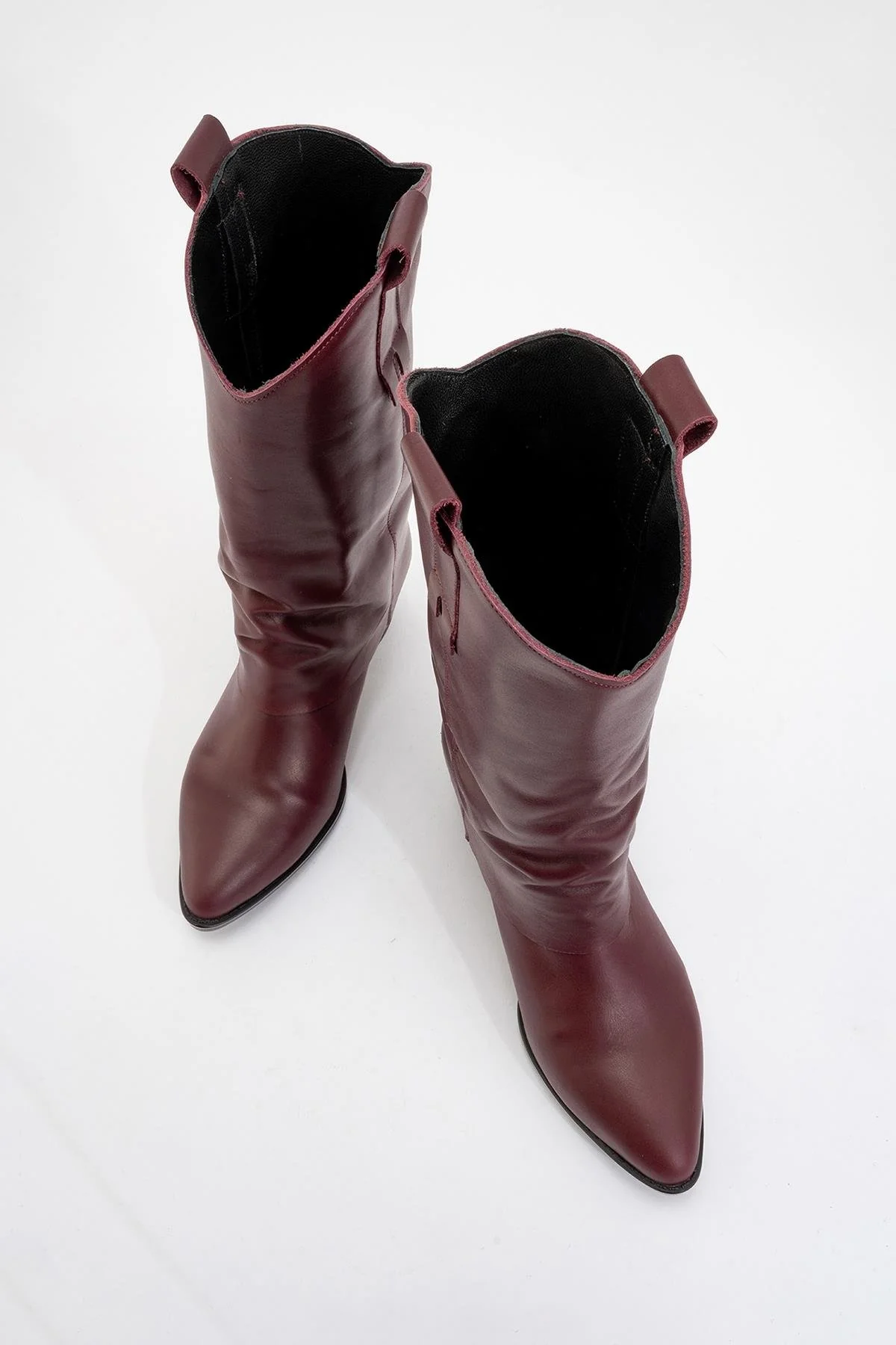 Sojo - Burgundy Genuine Leather Block Heel Short Boot (Women) - Image 2