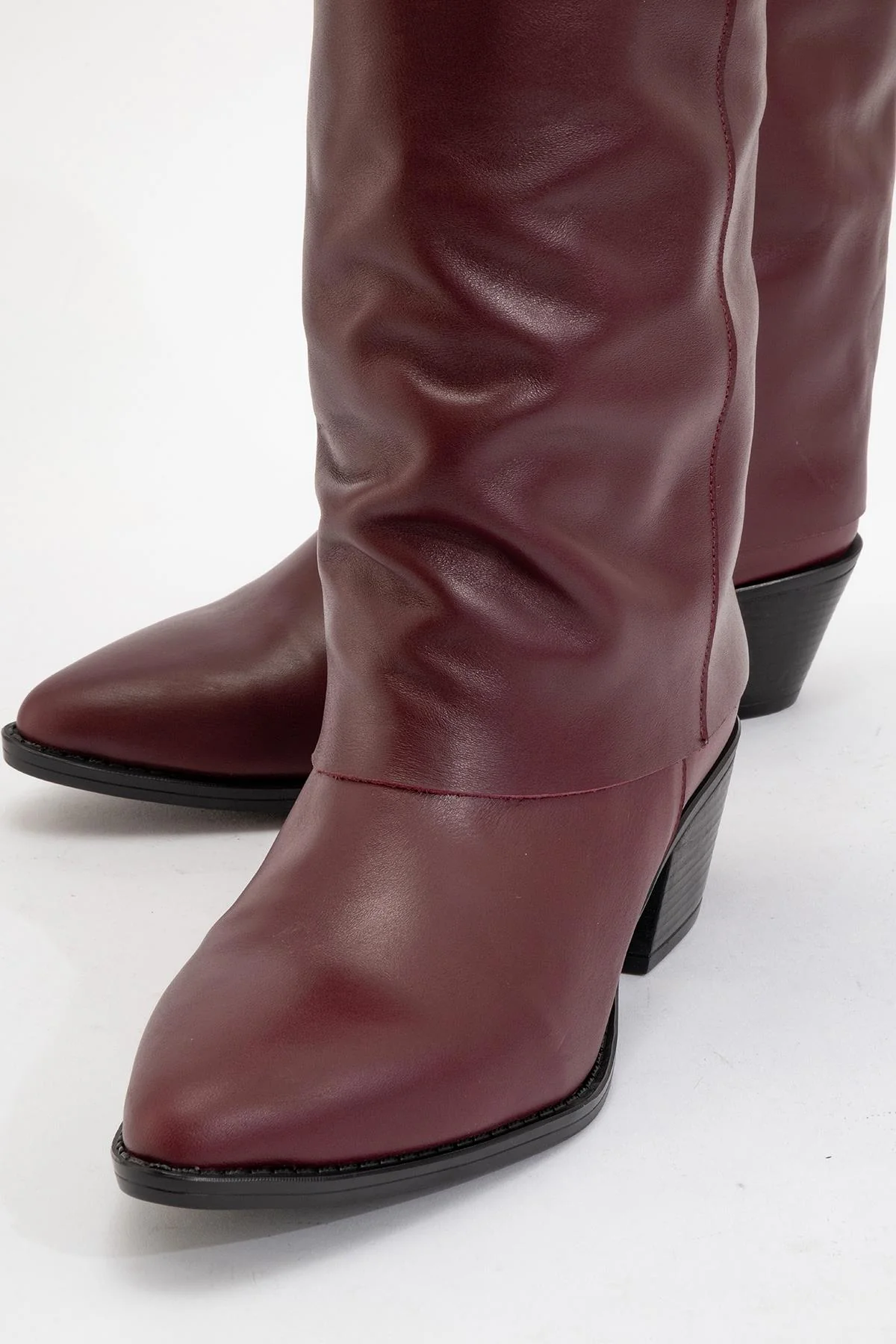 Sojo - Burgundy Genuine Leather Block Heel Short Boot (Women) - Image 3