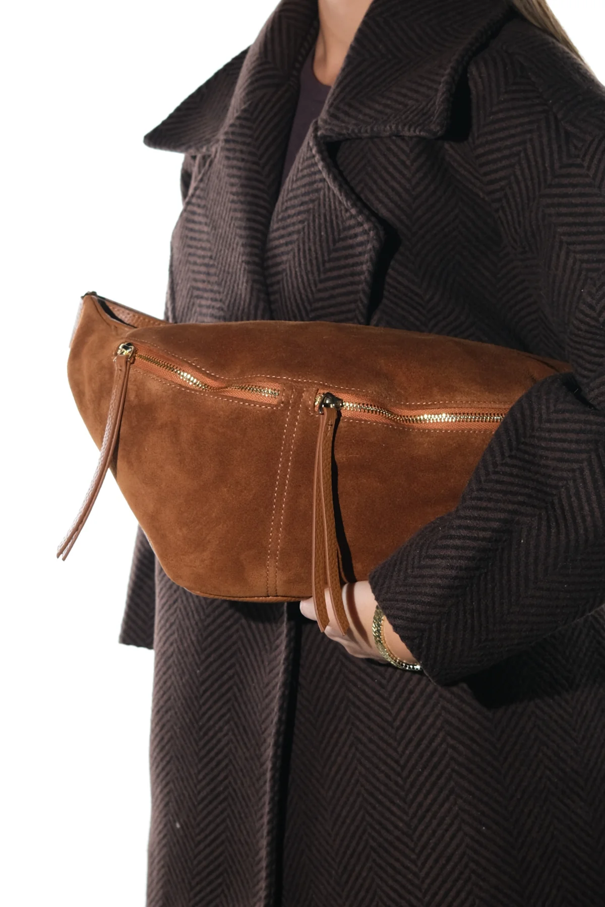 SOLA - Cognac Genuine Leather Body Bag (Women) - Image 3