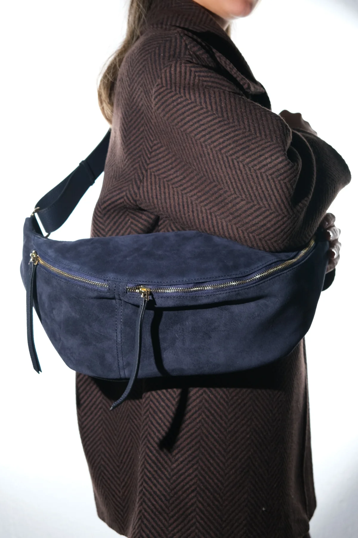SOLA - Navy Genuine Leather Body Bag (Women) - Image 2